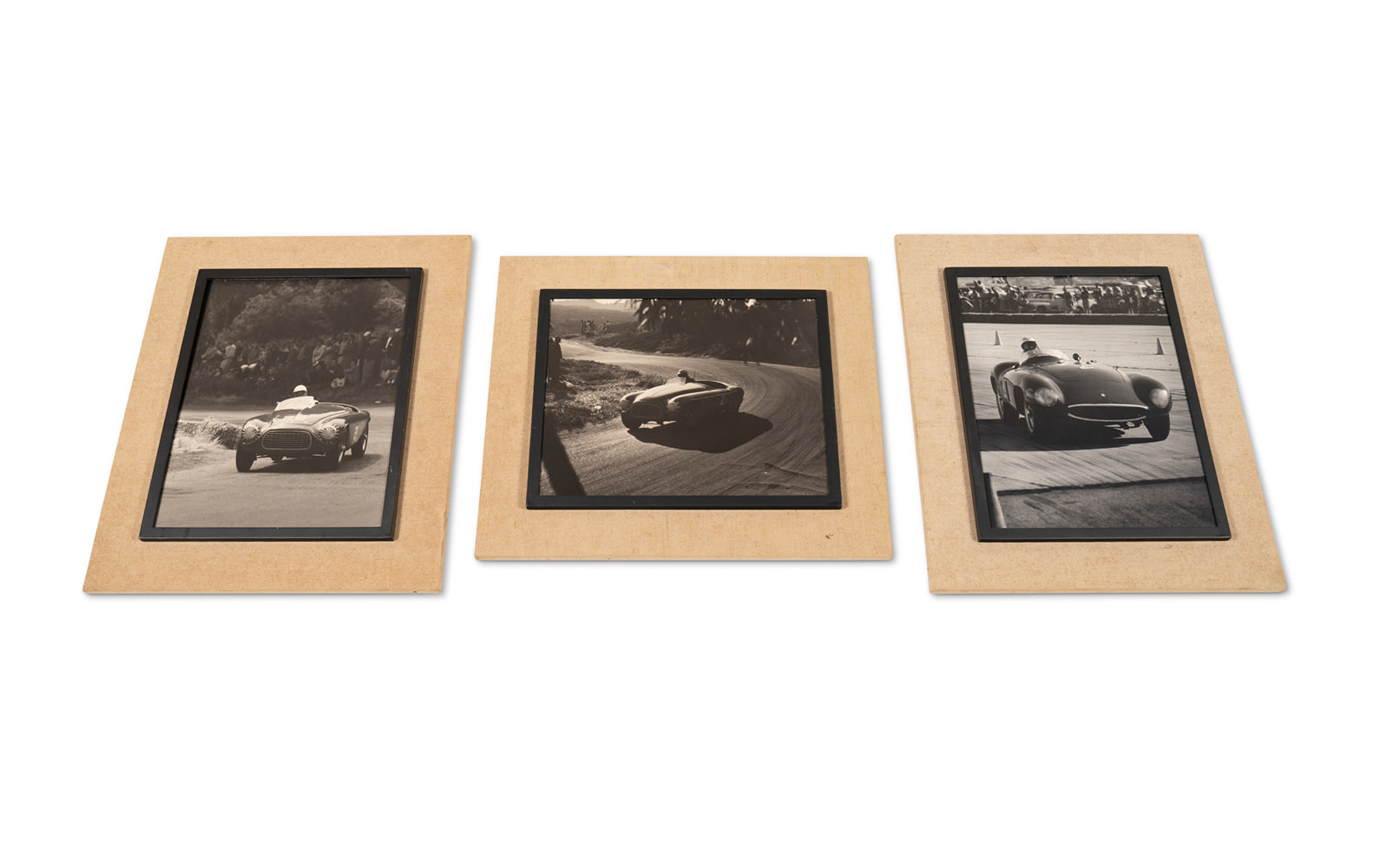 Photo Triptych of Phil Hill Driving Early Ferraris