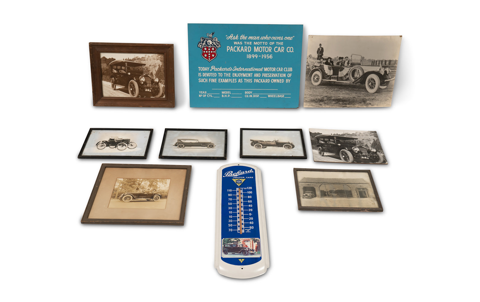 Assorted Photographs and Decor Featuring Packards and Other American Marques