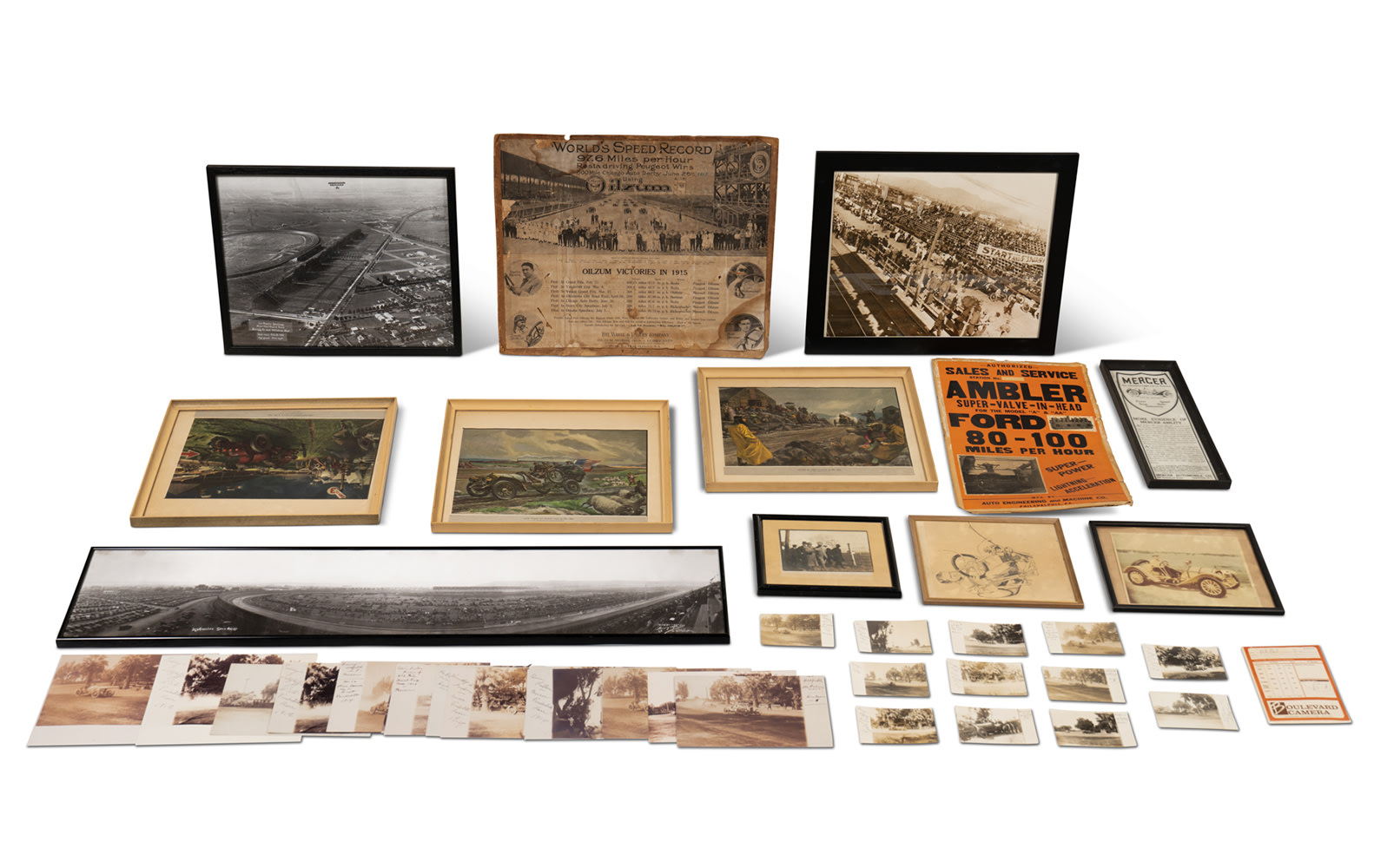Assorted Early American Motor Racing Photographs and Decor