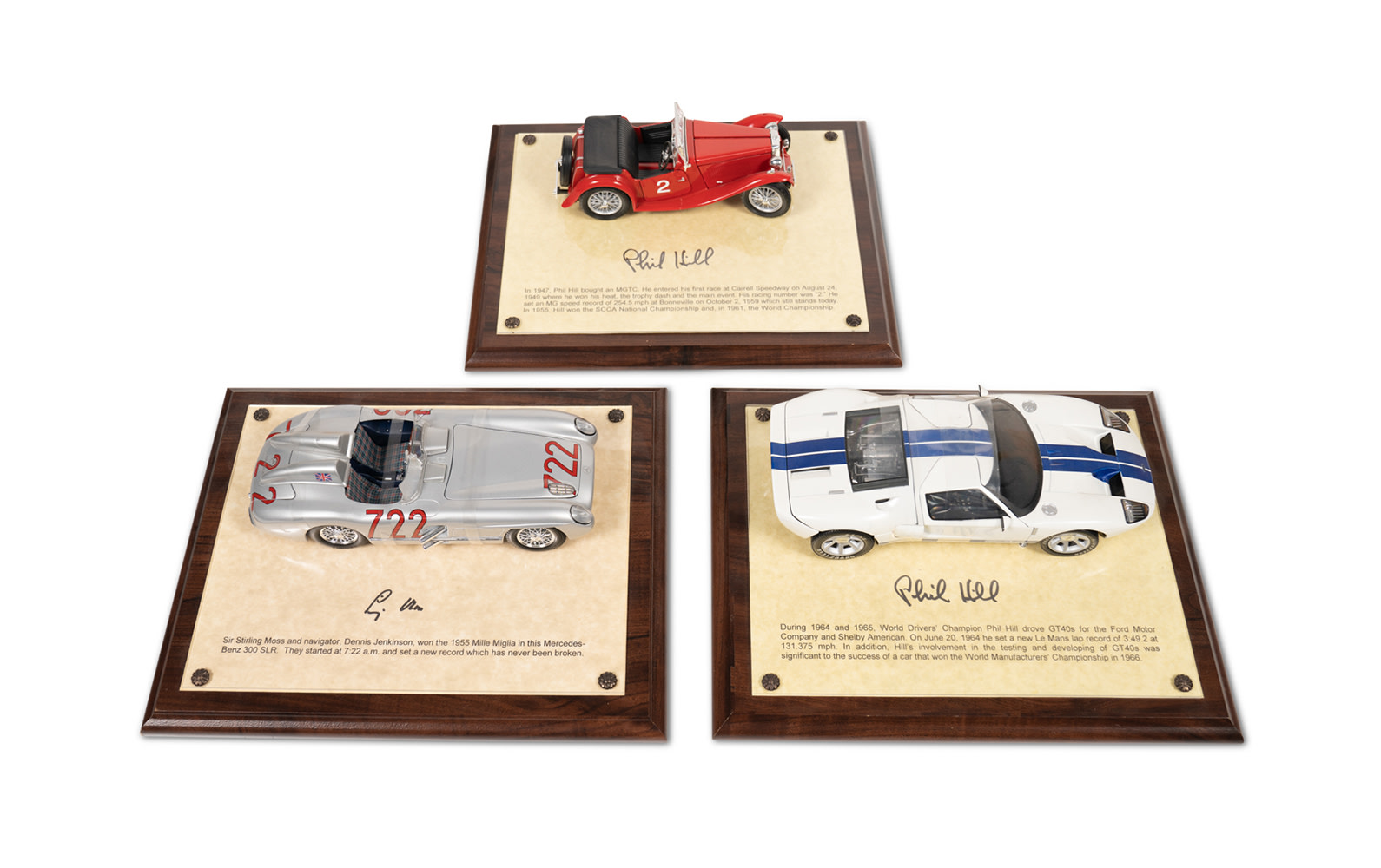 1:18 Scale Models Mounted on Plaques