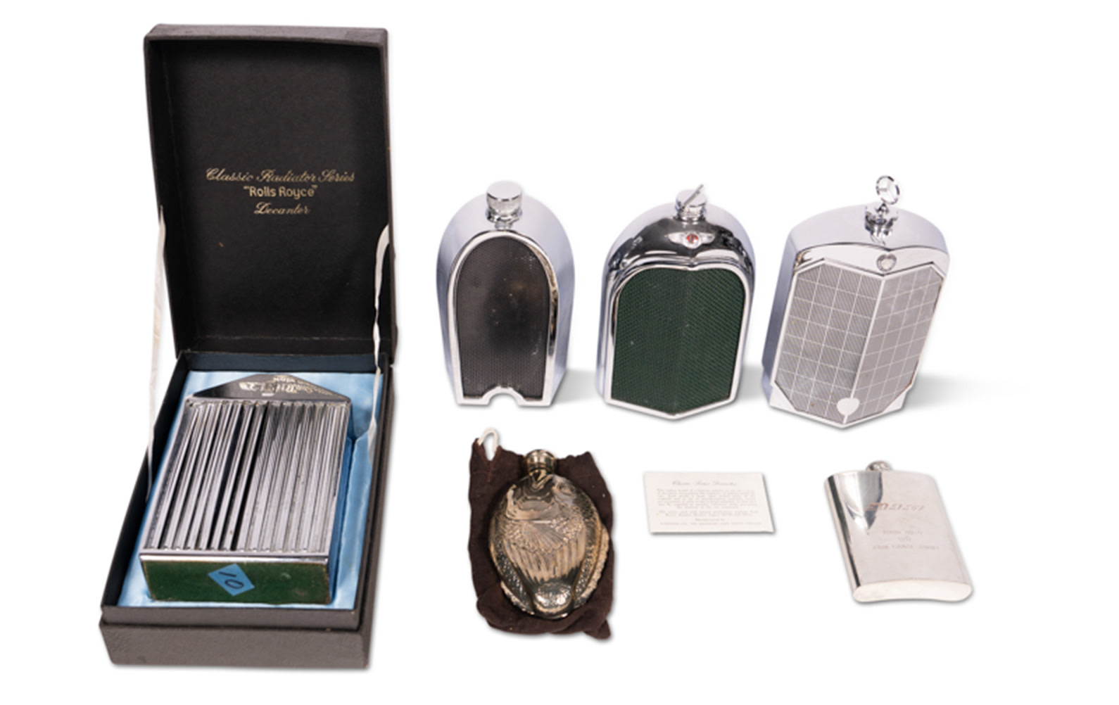 A Selection of Flasks and Automotive Decanters by Ruddspeed