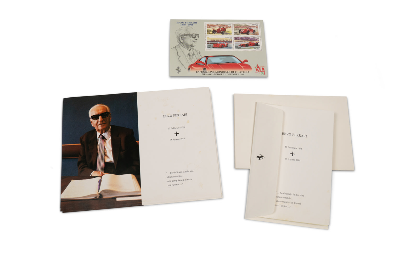 Enzo Ferrari Death Announcements with Envelopes