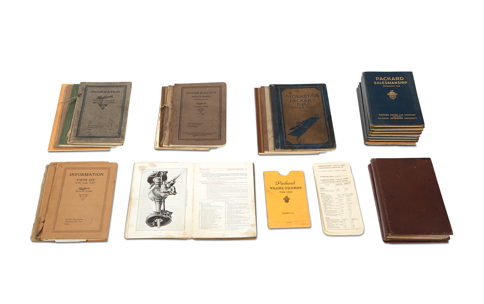 Assorted Packard Salesmanship Literature and Model Information Books, c. 1907–1947