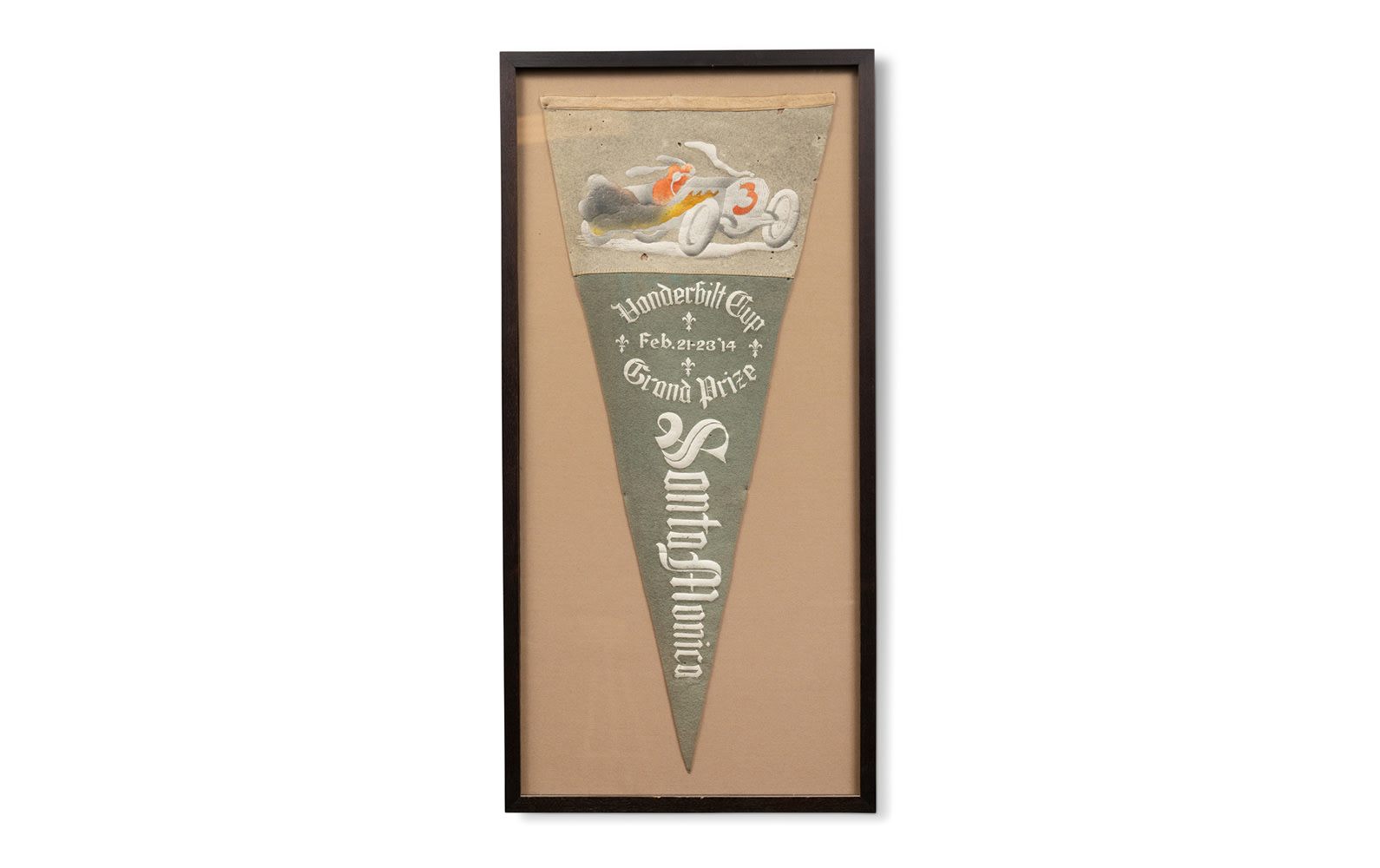 1914 Vanderbilt Cup Santa Monica Pennant, Framed