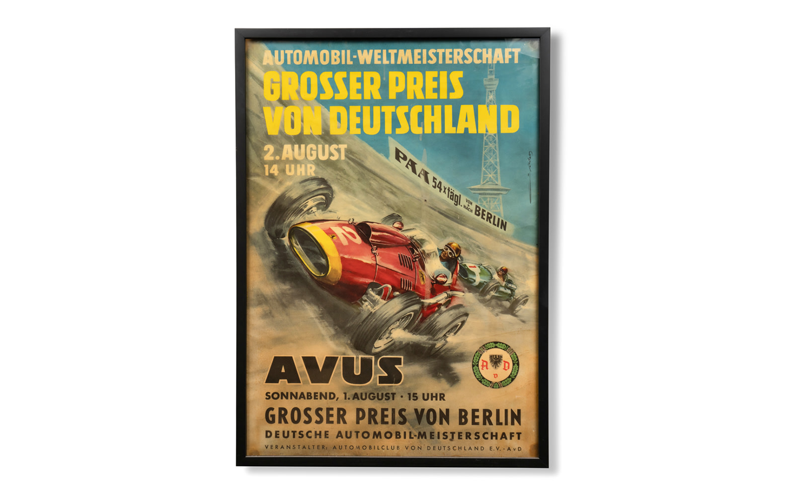 1959 Grosser Preis von Berlin AVUS Poster, Framed