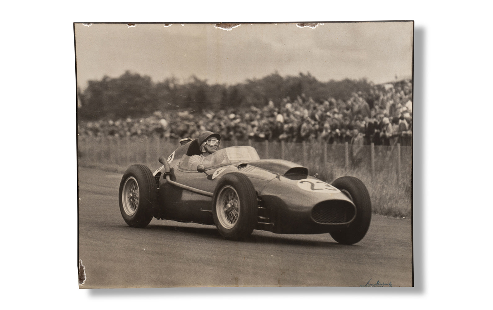 Photograph of Phil Hill Driving the Ferrari 156 Dino F2 at the 1958 German Grand Prix, Mounted