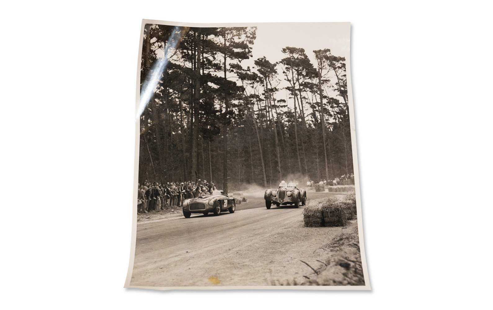 Julian P. Graham Photograph of Phil Hill Driving his Alfa Romeo 8C 2900B Mille Miglia Spider at the 1951 Pebble Beach Road Races, Unframed