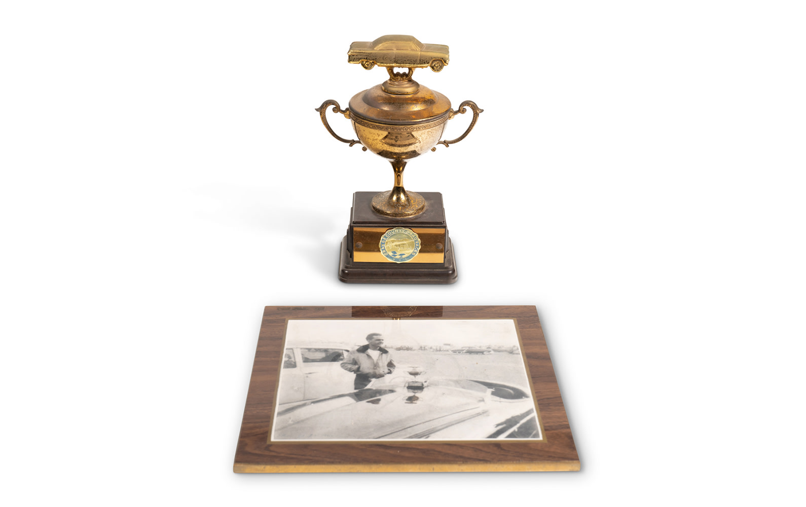 1951 Orange County Drag Races Trophy and Photograph of Phil Hill at Event