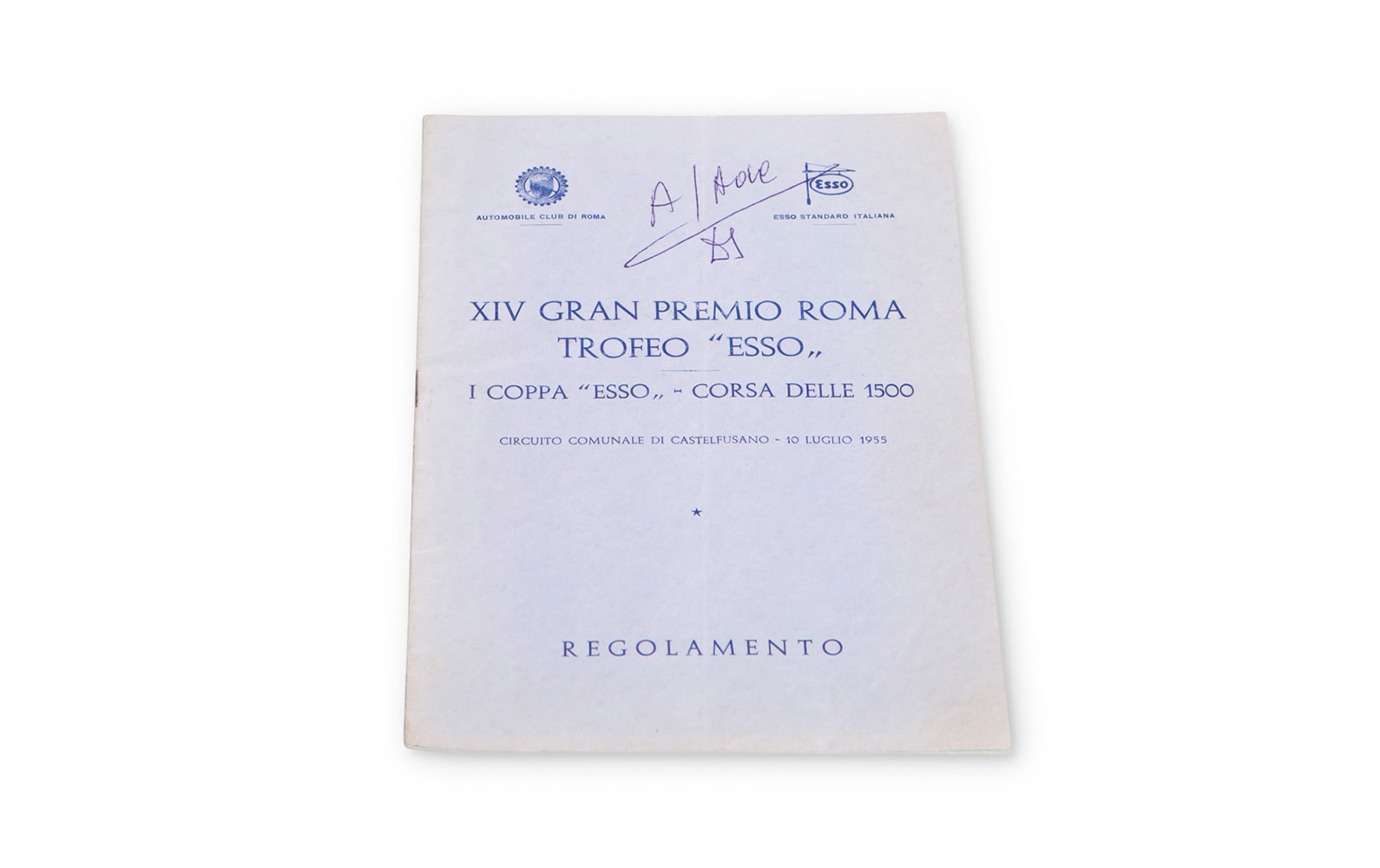 1955 Grand Prix of Rome Regulation Booklet, Unknown Signature