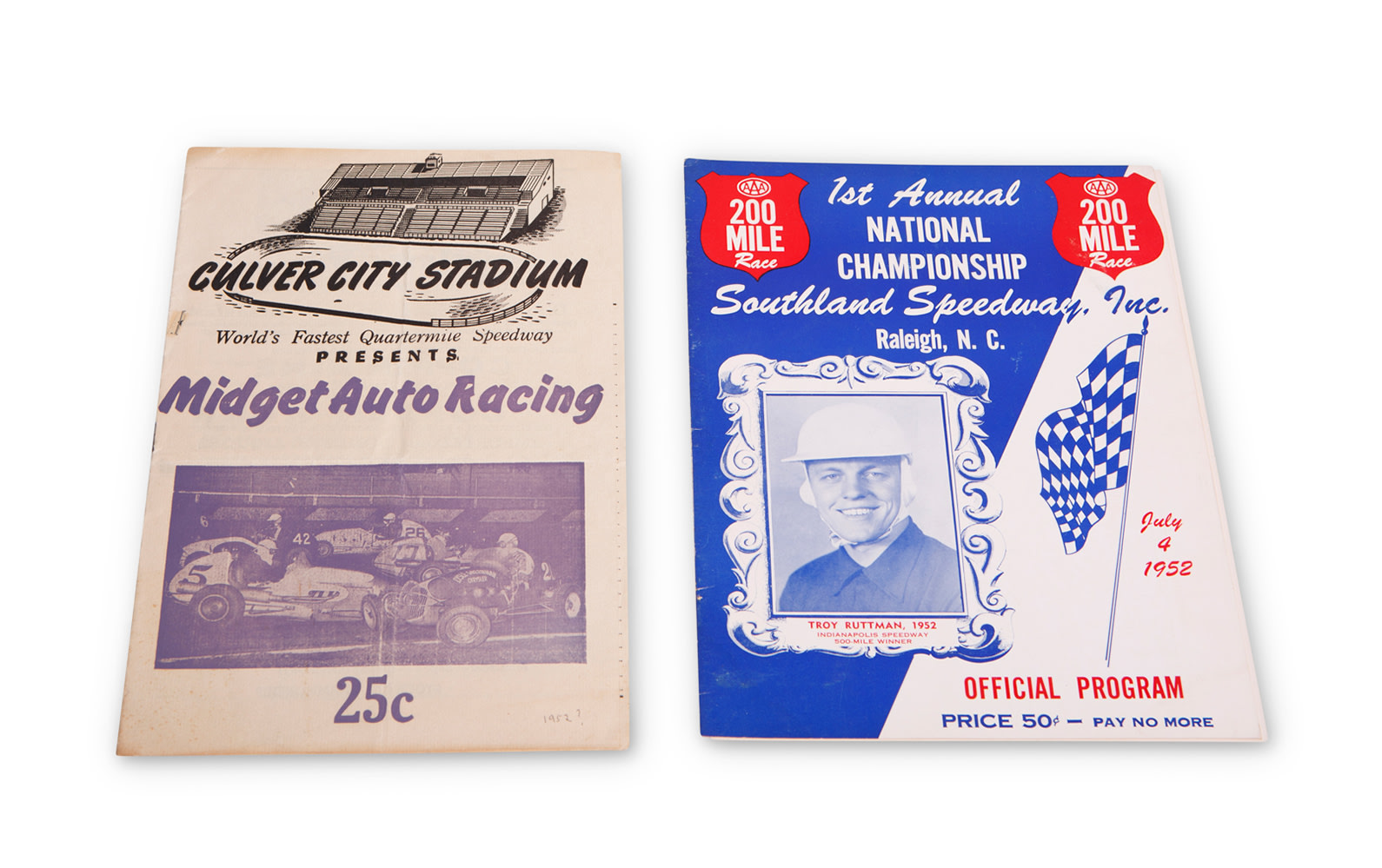 Southland Speedway and Culver City Stadium Race Programs, c. 1952
