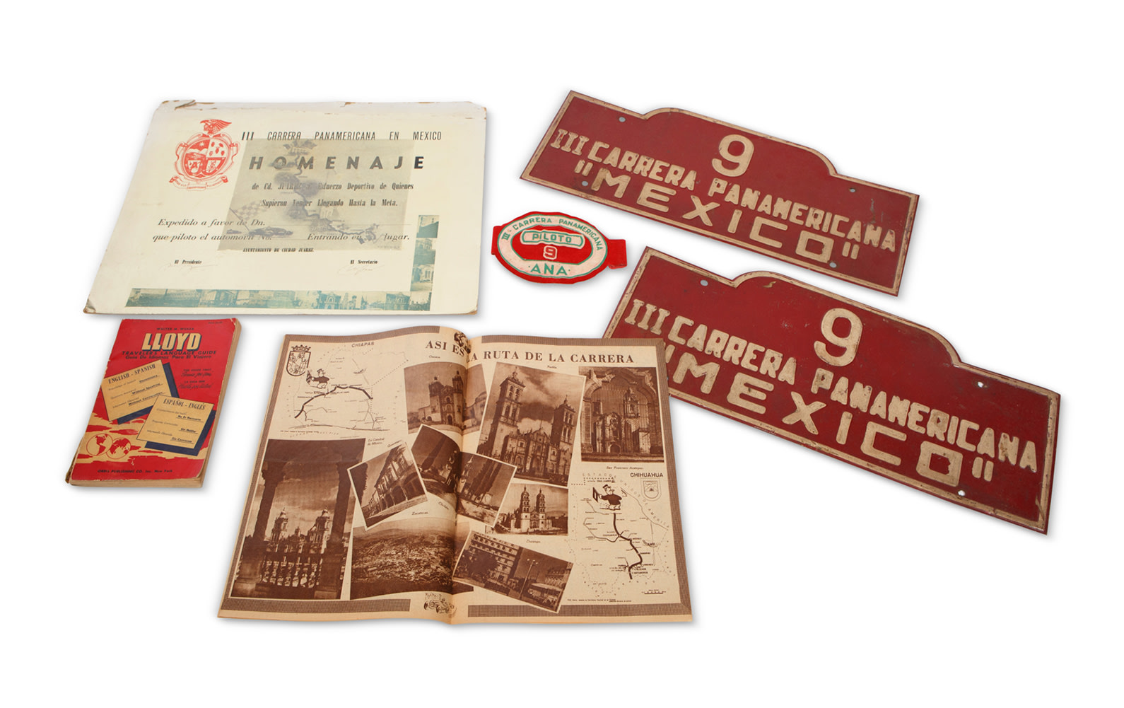 1952 Carrera Panamericana Event Plates, Cardboard Tribute Plaque, Driver  Armband, and Official Race Program | Gooding & Company