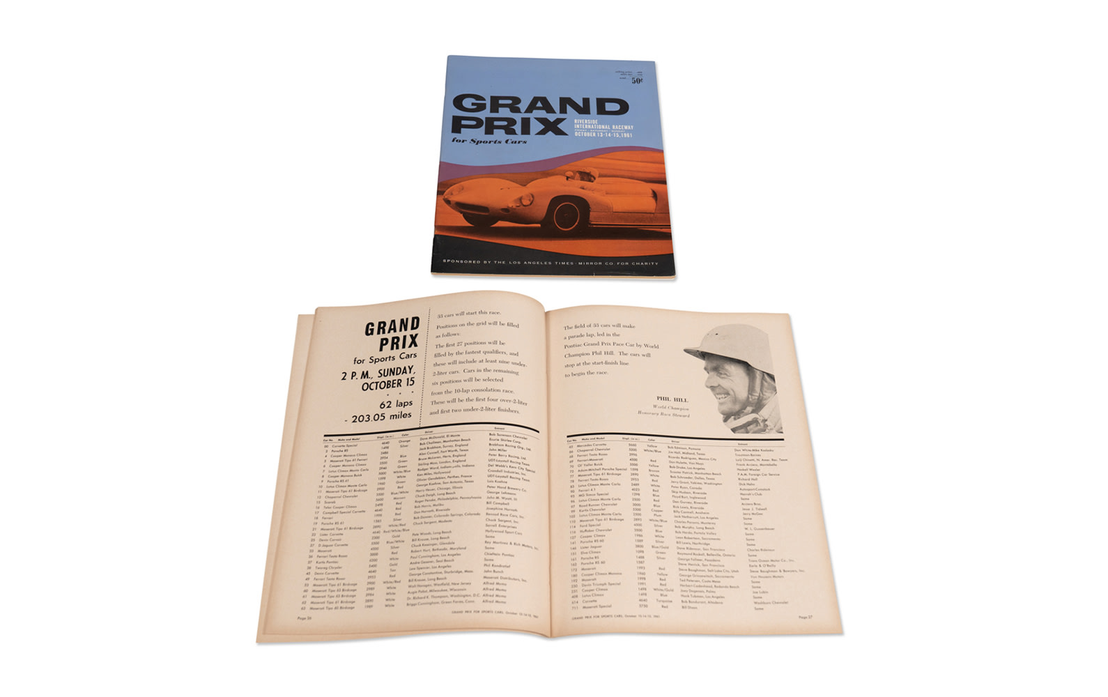 1961 Grand Prix for Sports Cars at Riverside International Raceway Race Programs