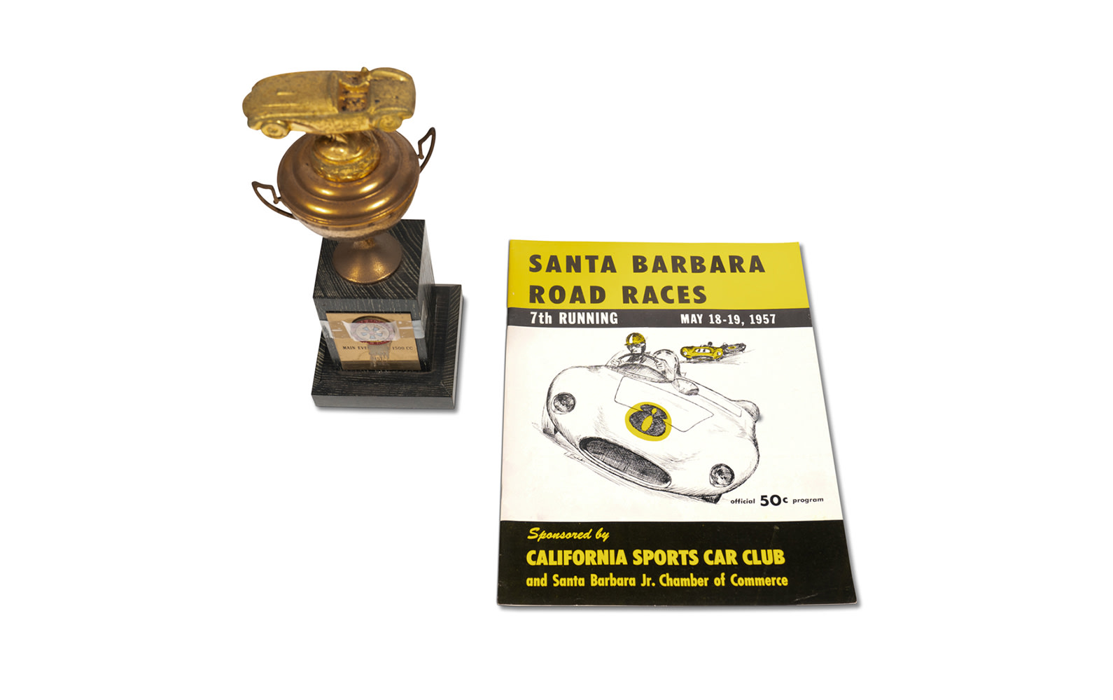 1957 CSCC Santa Barbara Road Races Trophy and Official Race Program