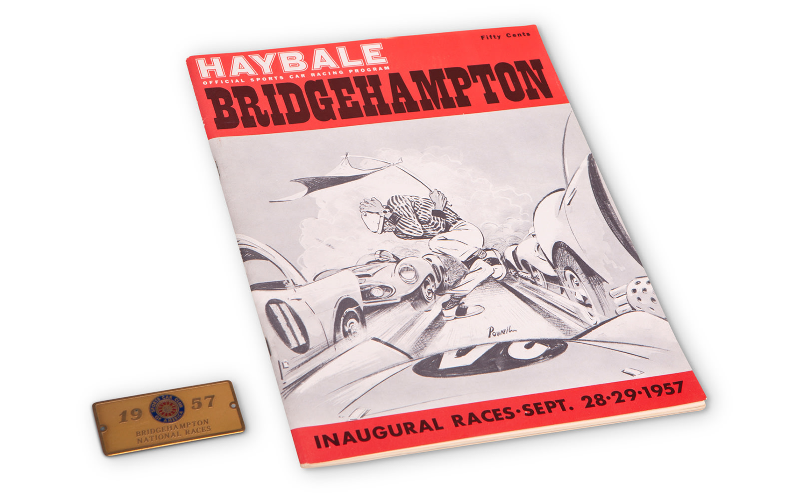 1957 Bridgehampton National Races Driver Medallion, Event Badge, and Official Race Program