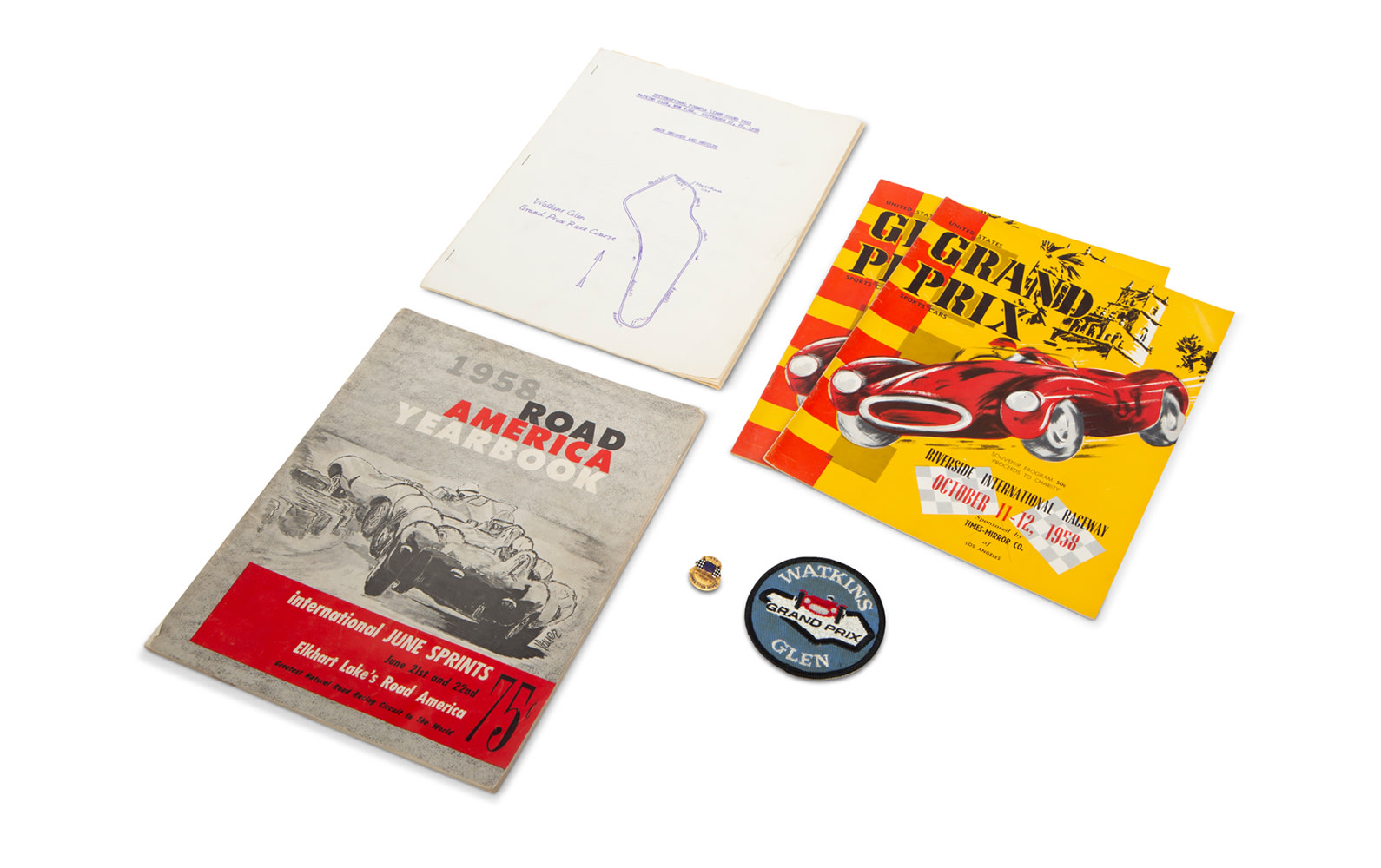 1958 USAC Race Car Driver Pin and Assorted Race Programs for US Venues