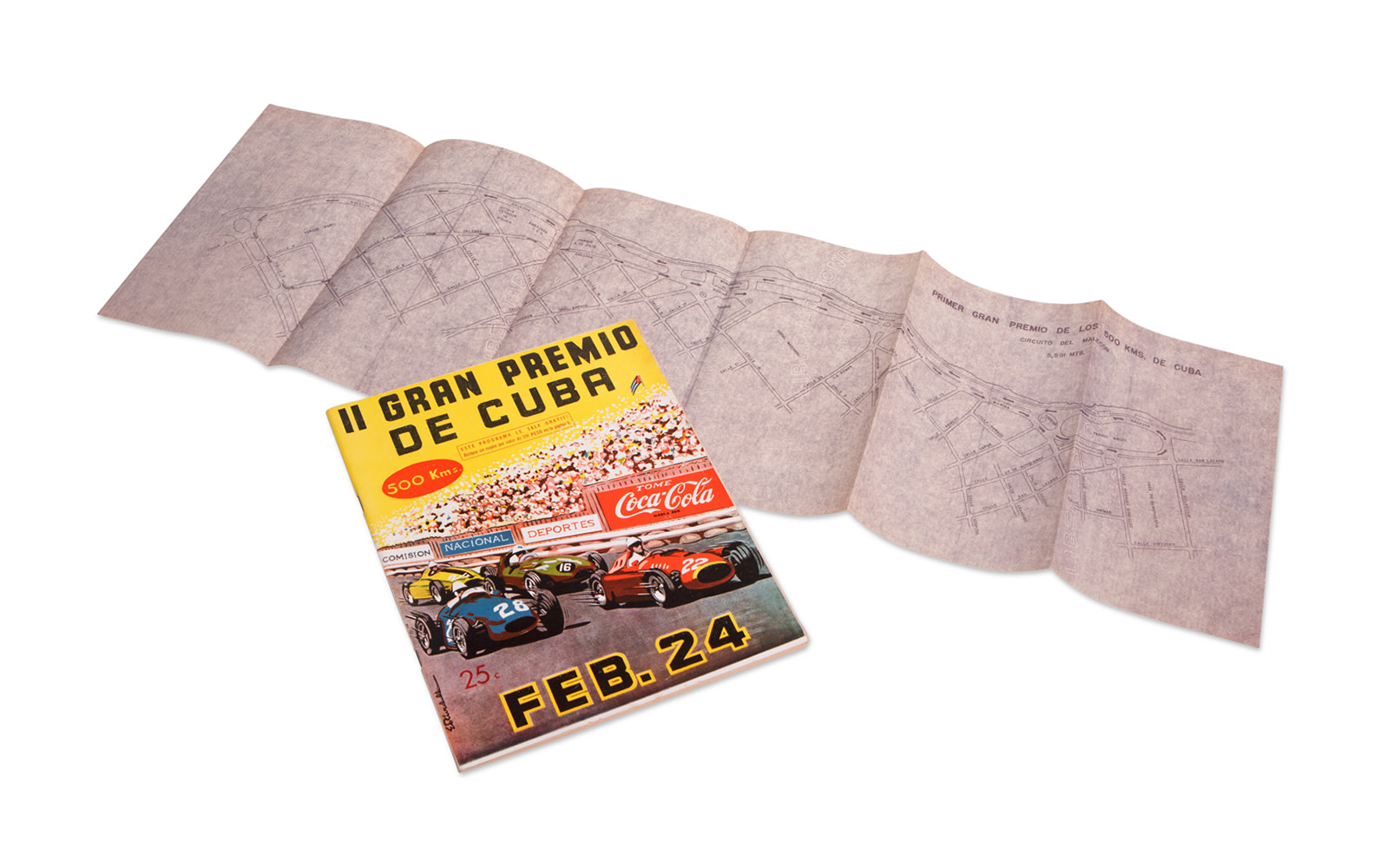 1958 Grand Prix of Cuba Official Race Program, Entry List, and Course Map