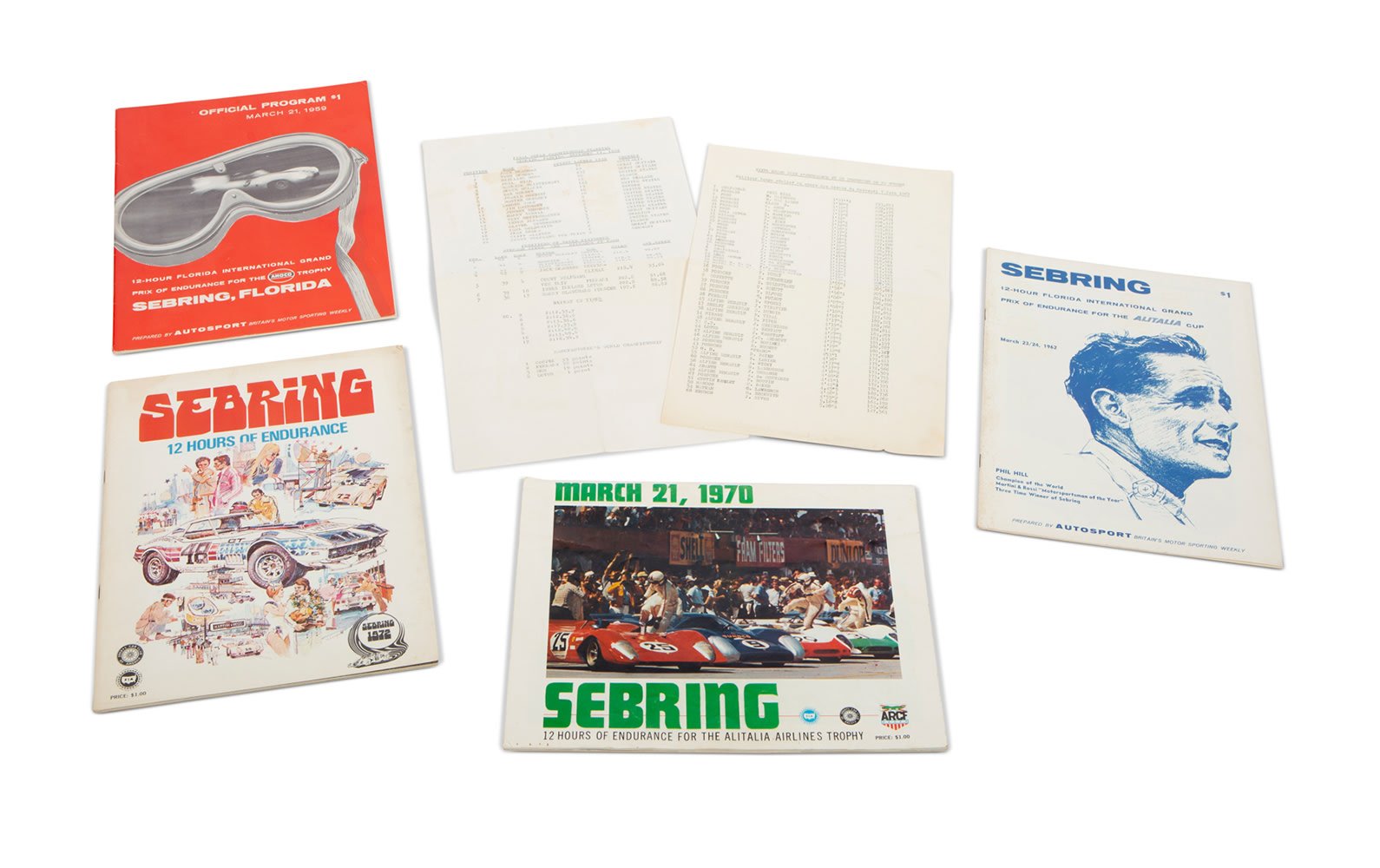 Assorted 12 Hours of Sebring Official Race Programs