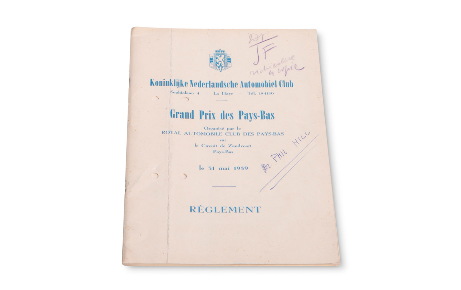 1959 Dutch Grand Prix Regulation Book