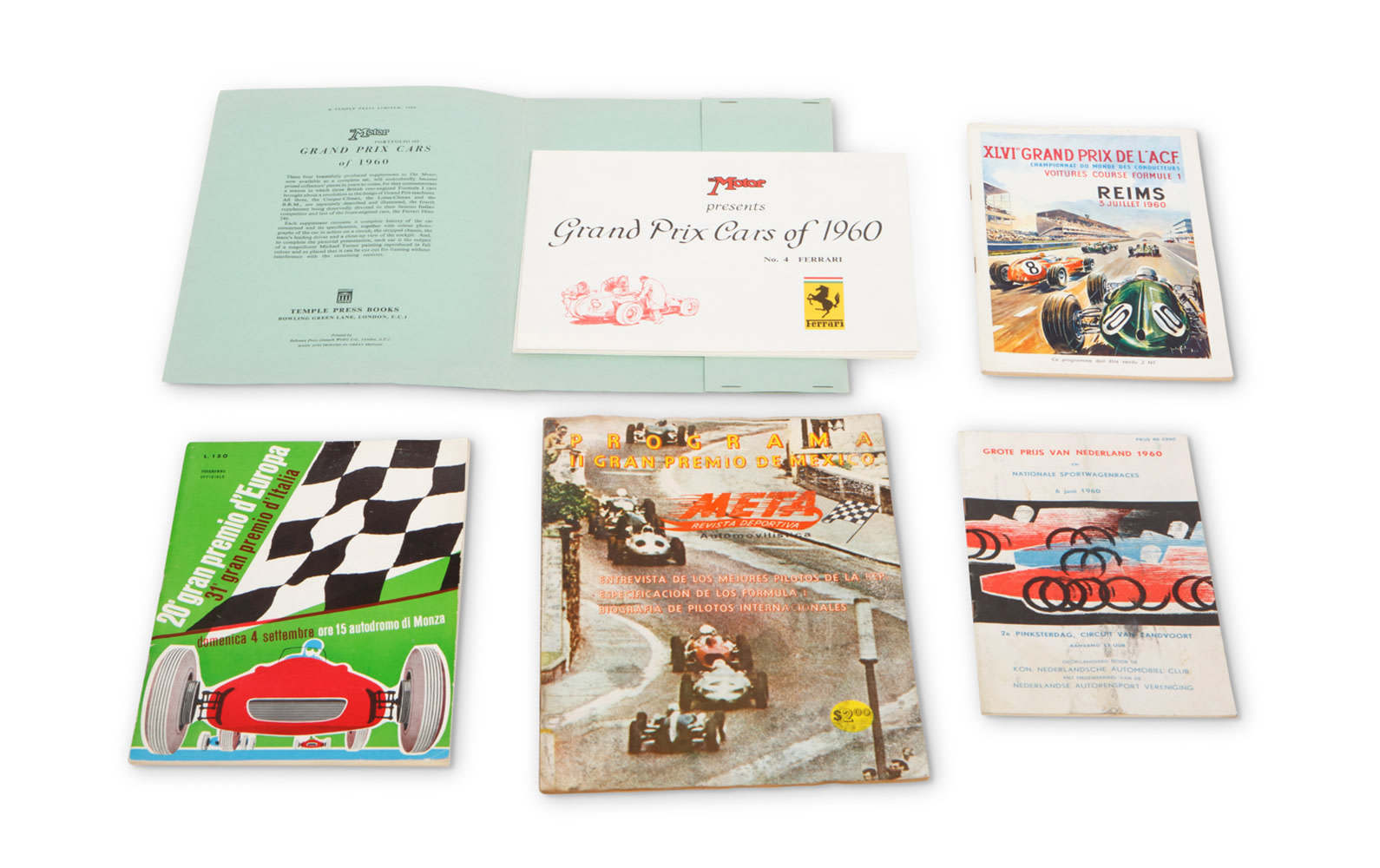 Assorted 1960 Race Programs, Including Monza, Zandvoort, Reims, and Mexico Grand Prix