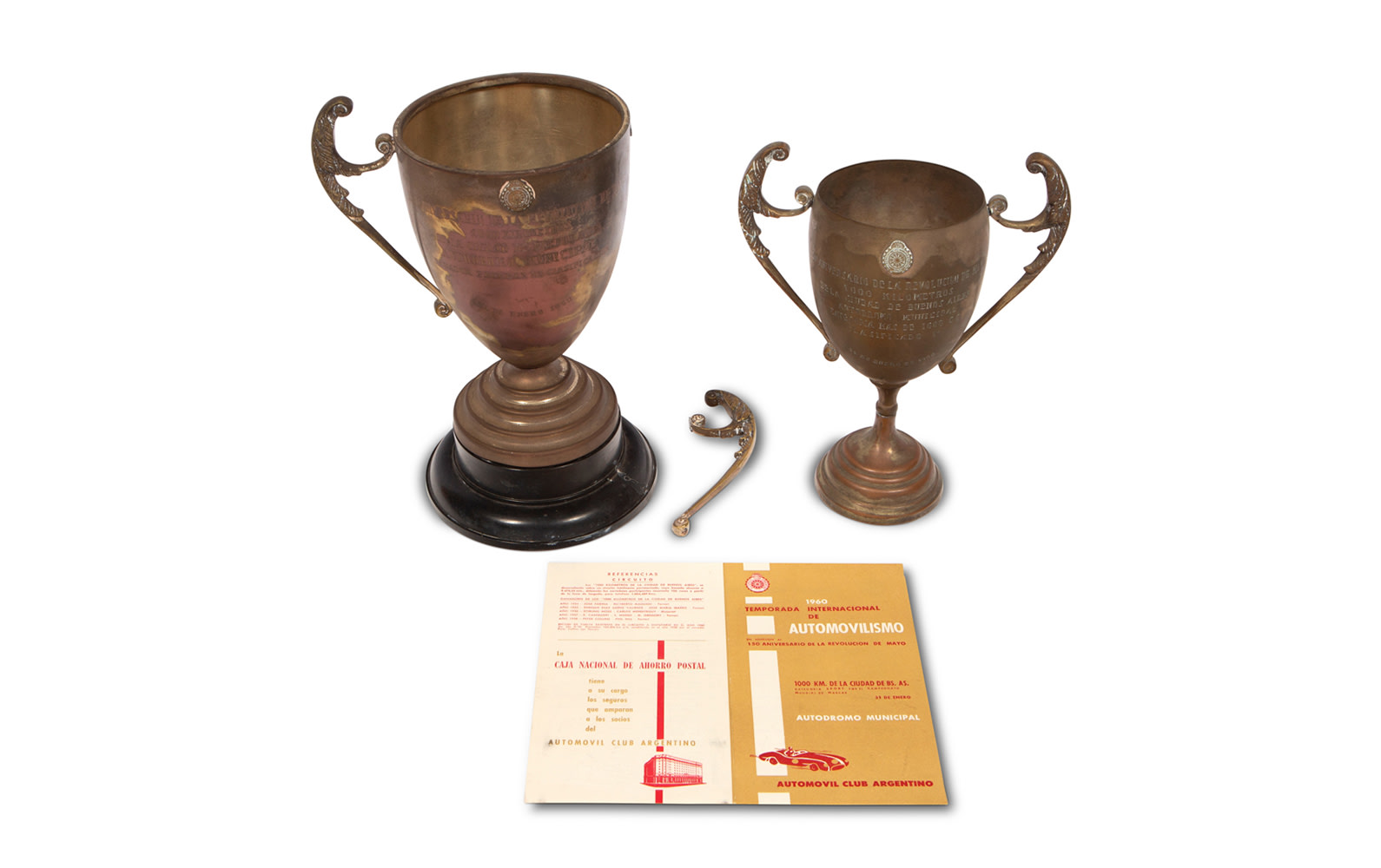 1960 Buenos Aires 1000 Km Entry Form, Two Trophies, and Pin