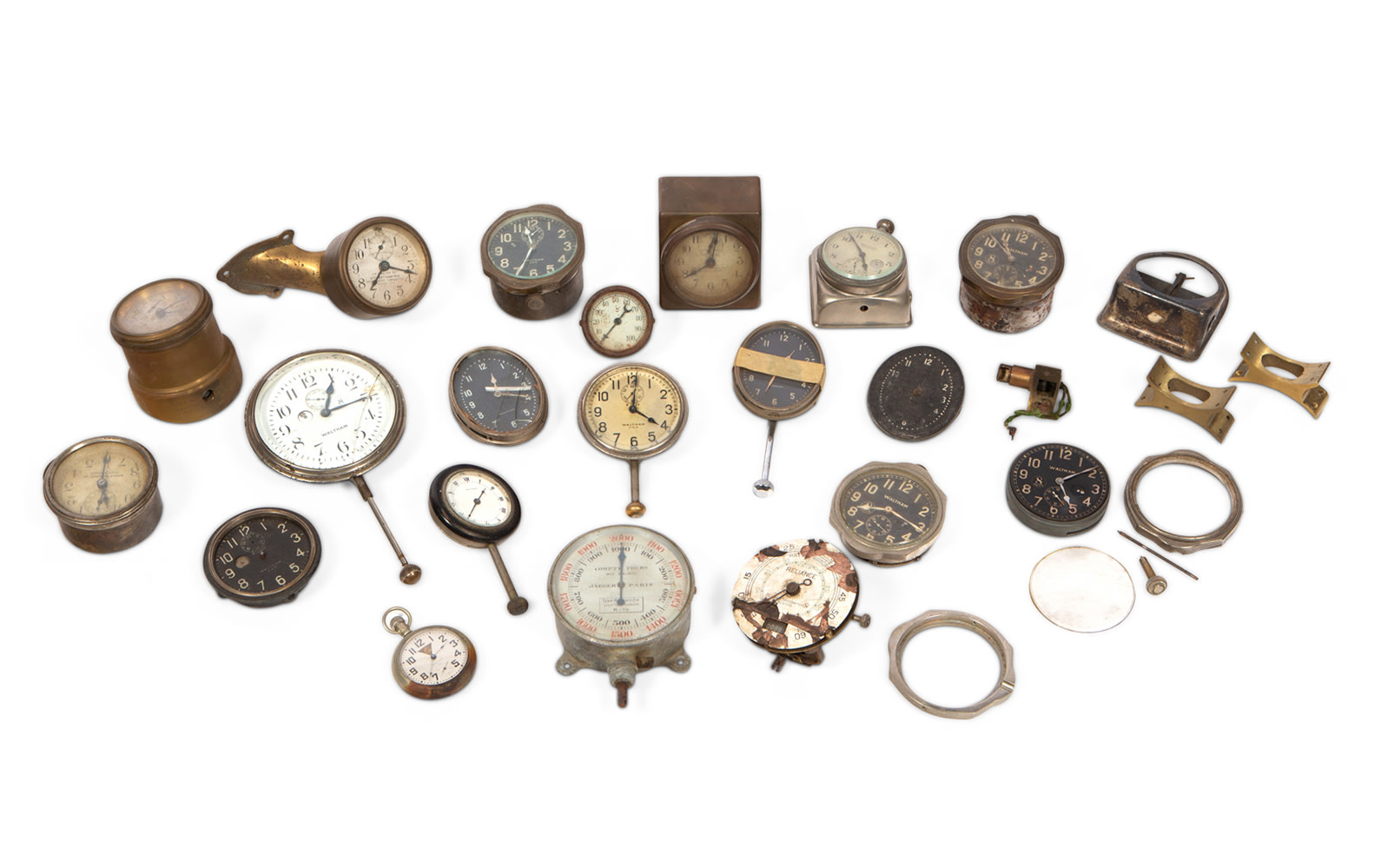 Assorted Motoring Clocks, Including Many by Waltham