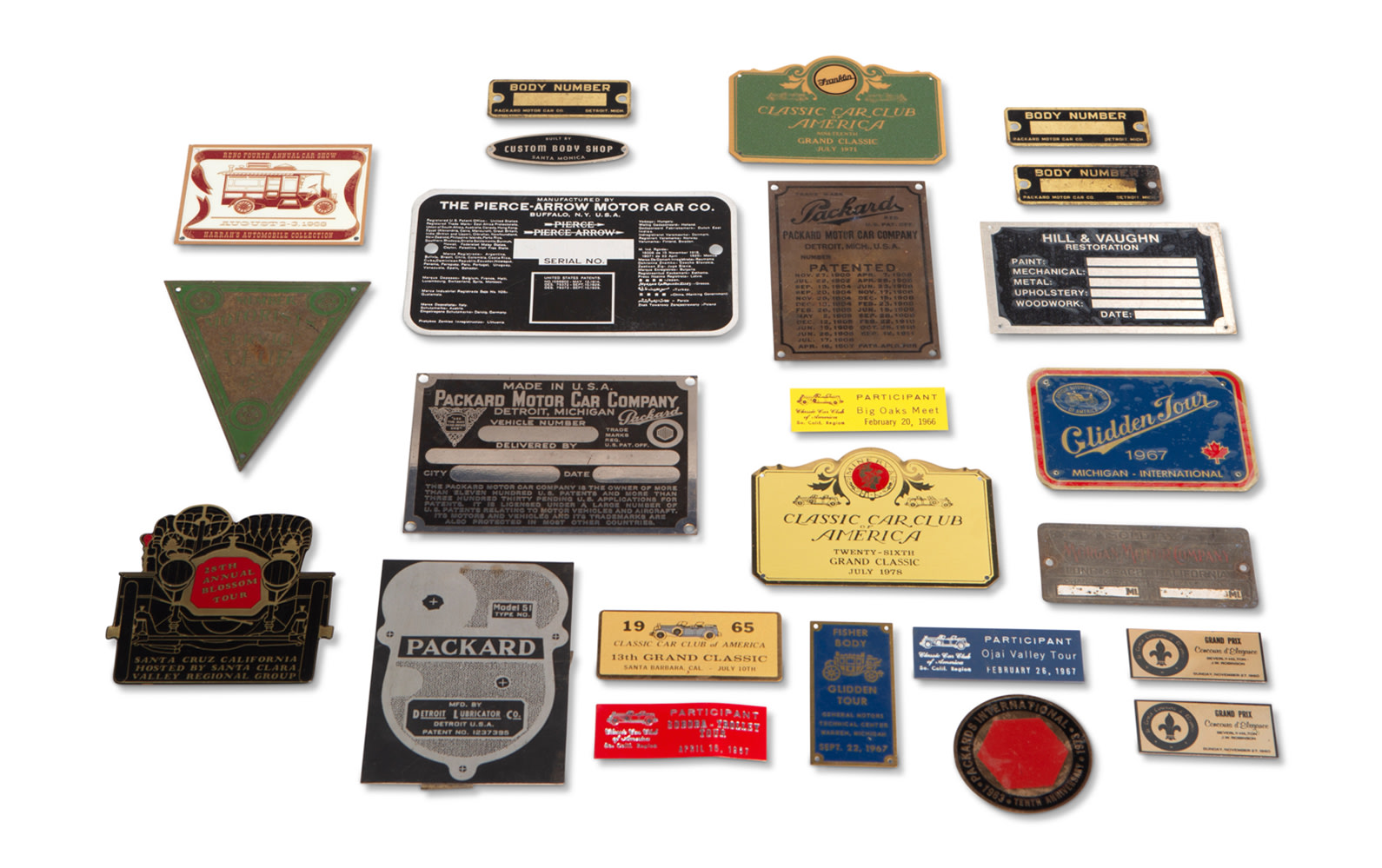 Assorted Event, Marque, and Coachbuilder Plaques 