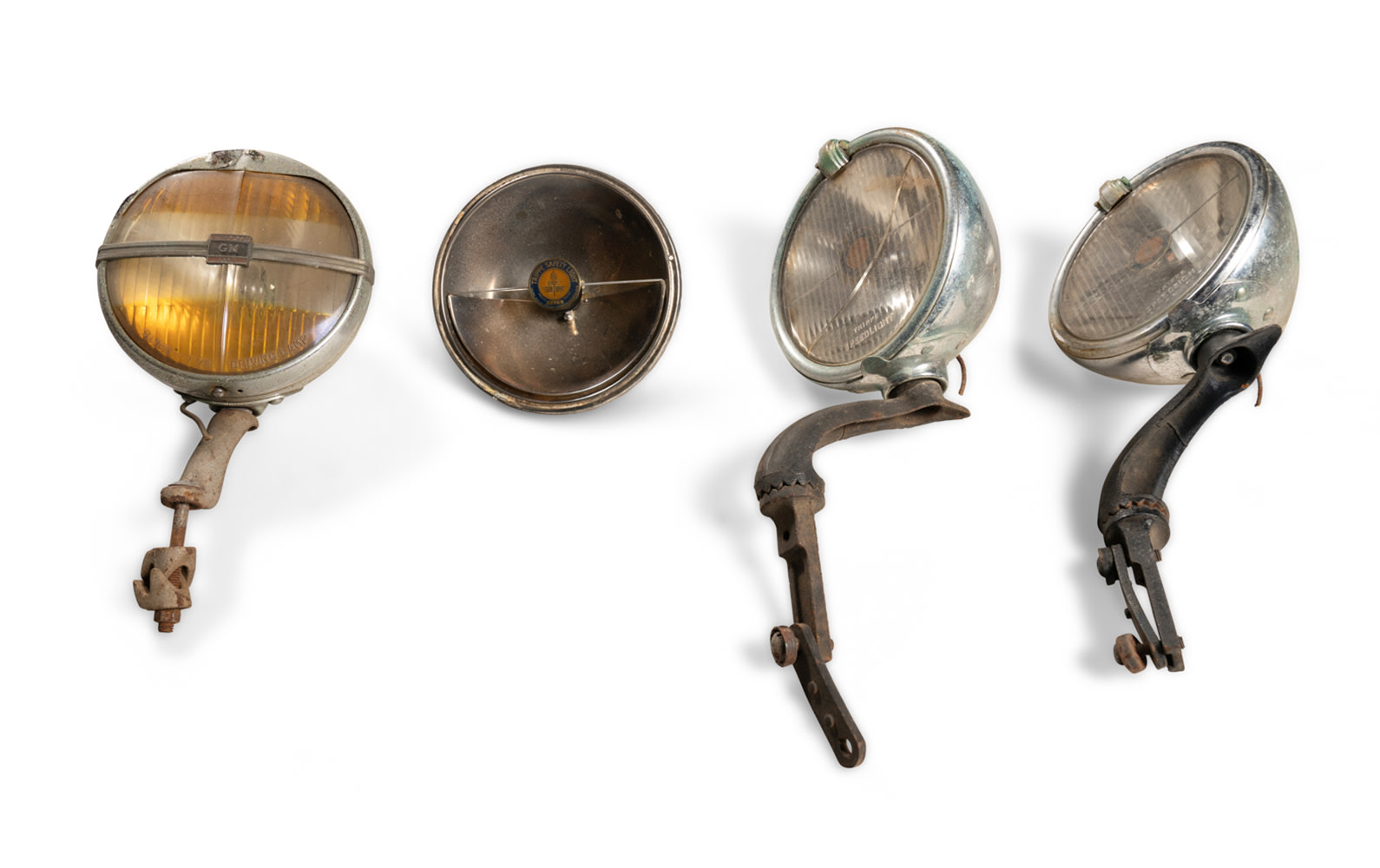 Pair of Trippe Safety Lights, Single GM Super Ray Lamp, and Hardware