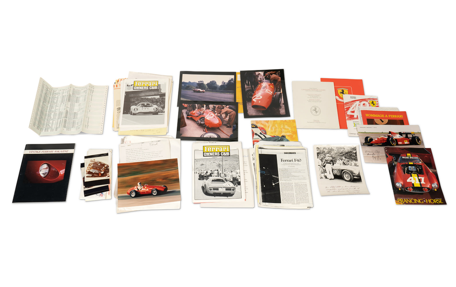 Assorted Paperwork and Files Pertaining to Ferrari