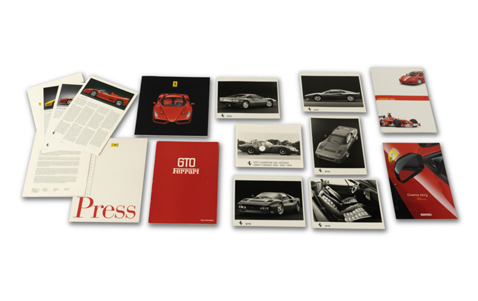 Assorted Ferrari Press Release Materials, Including 288 GTO Press Kit and 2003 Geneva Auto Show Press Kit