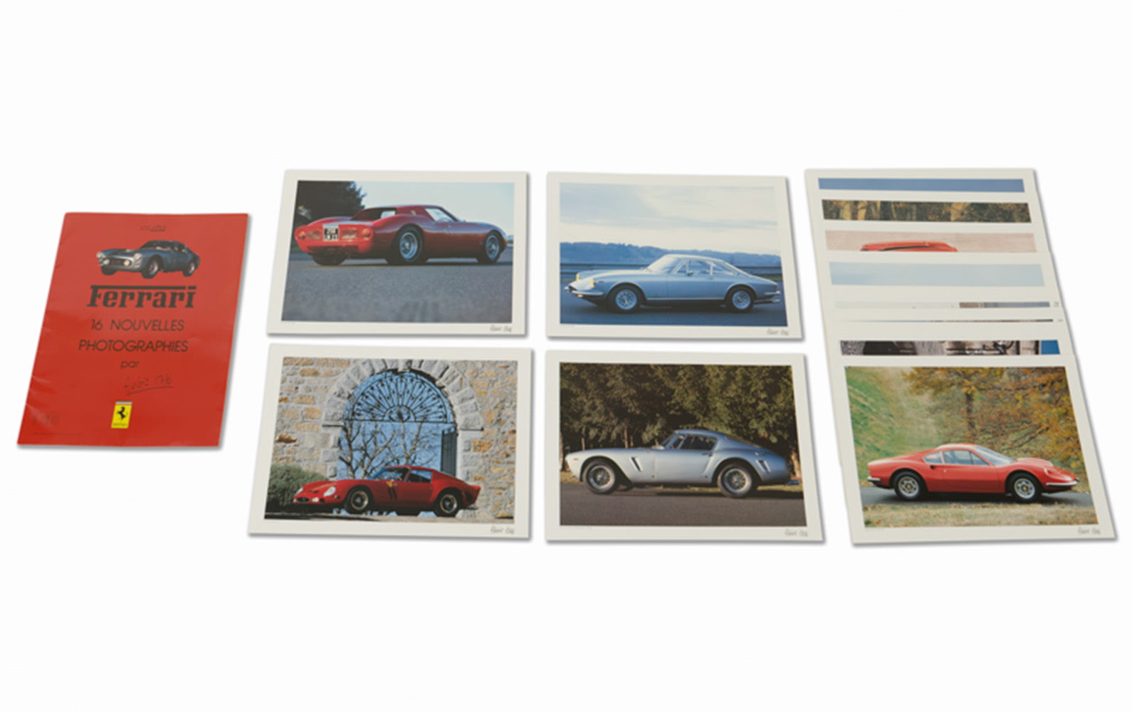 15 Color Photographs of Ferraris by Albéric Haas in Original Folder