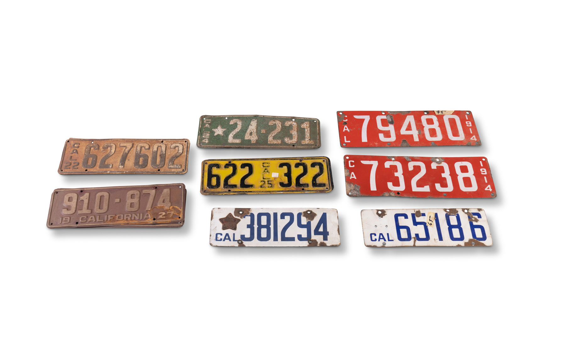Assorted Early California License Plates 