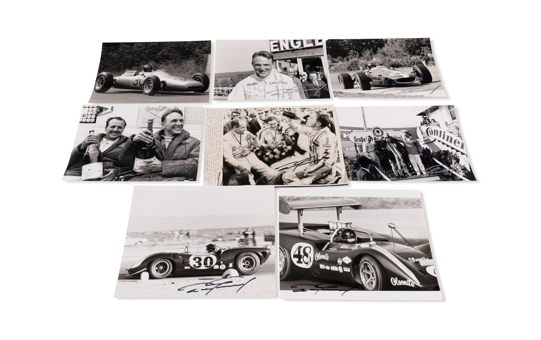 Assorted Photographs Signed by Dan Gurney