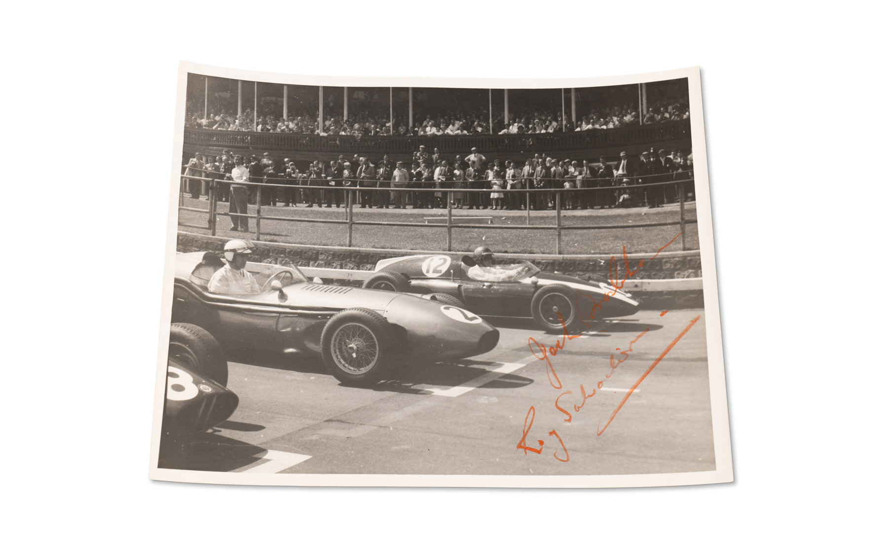 Photograph Signed by Roy Salvadori and Jack Brabham