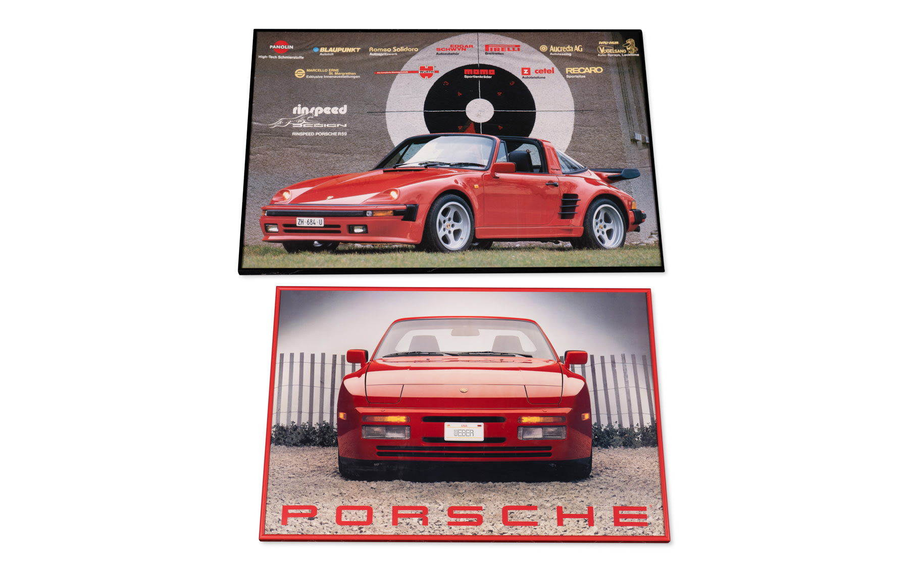 Two Porsche Posters, Framed