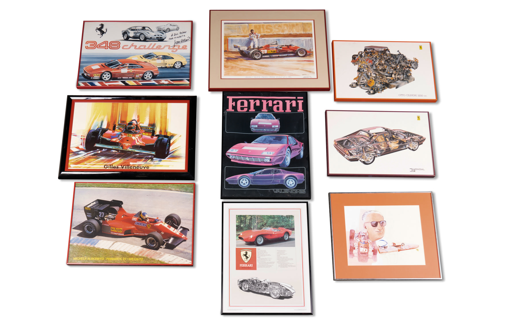 Assorted Ferrari Posters and Paintings