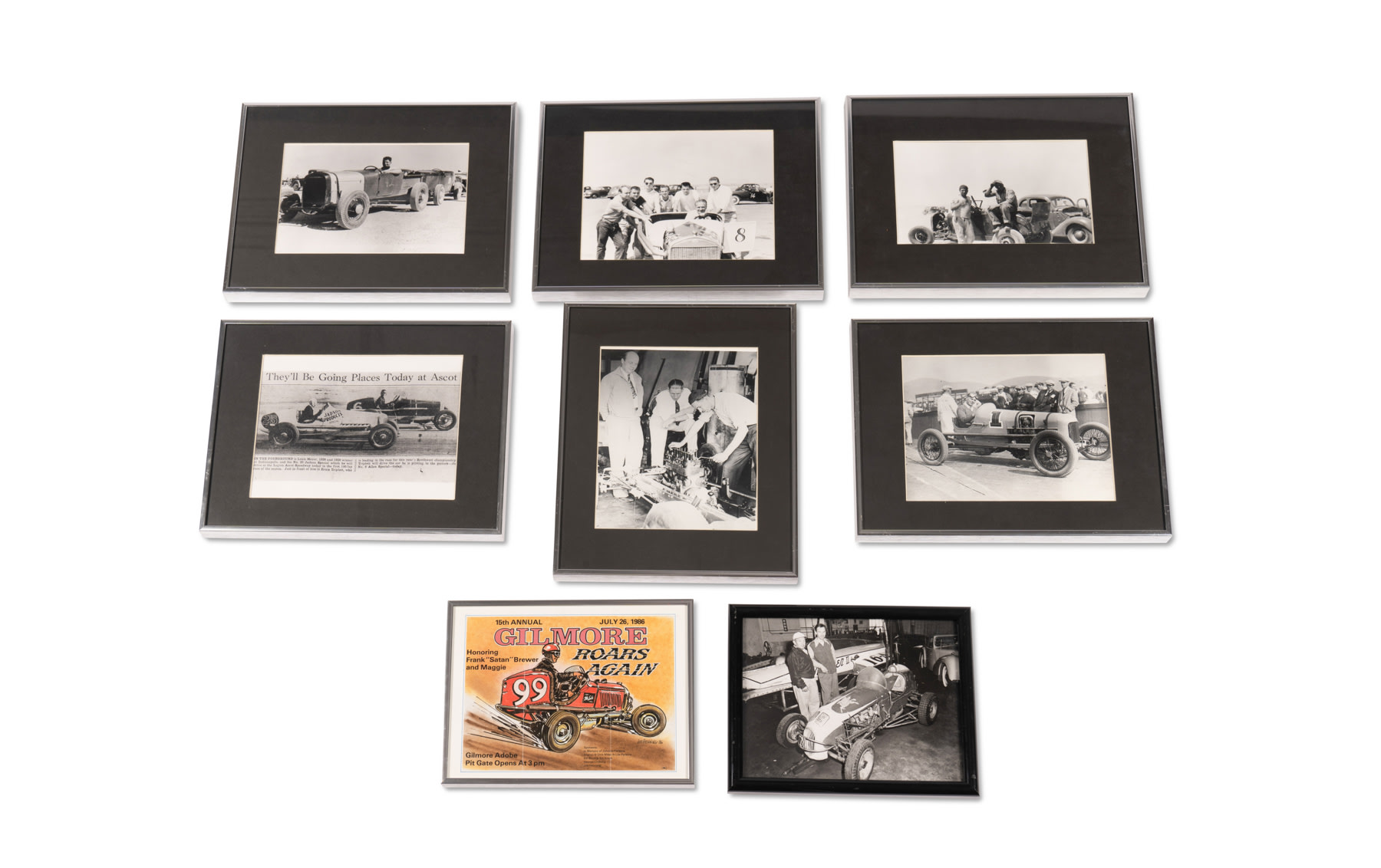 Assorted Racing Photos, Framed