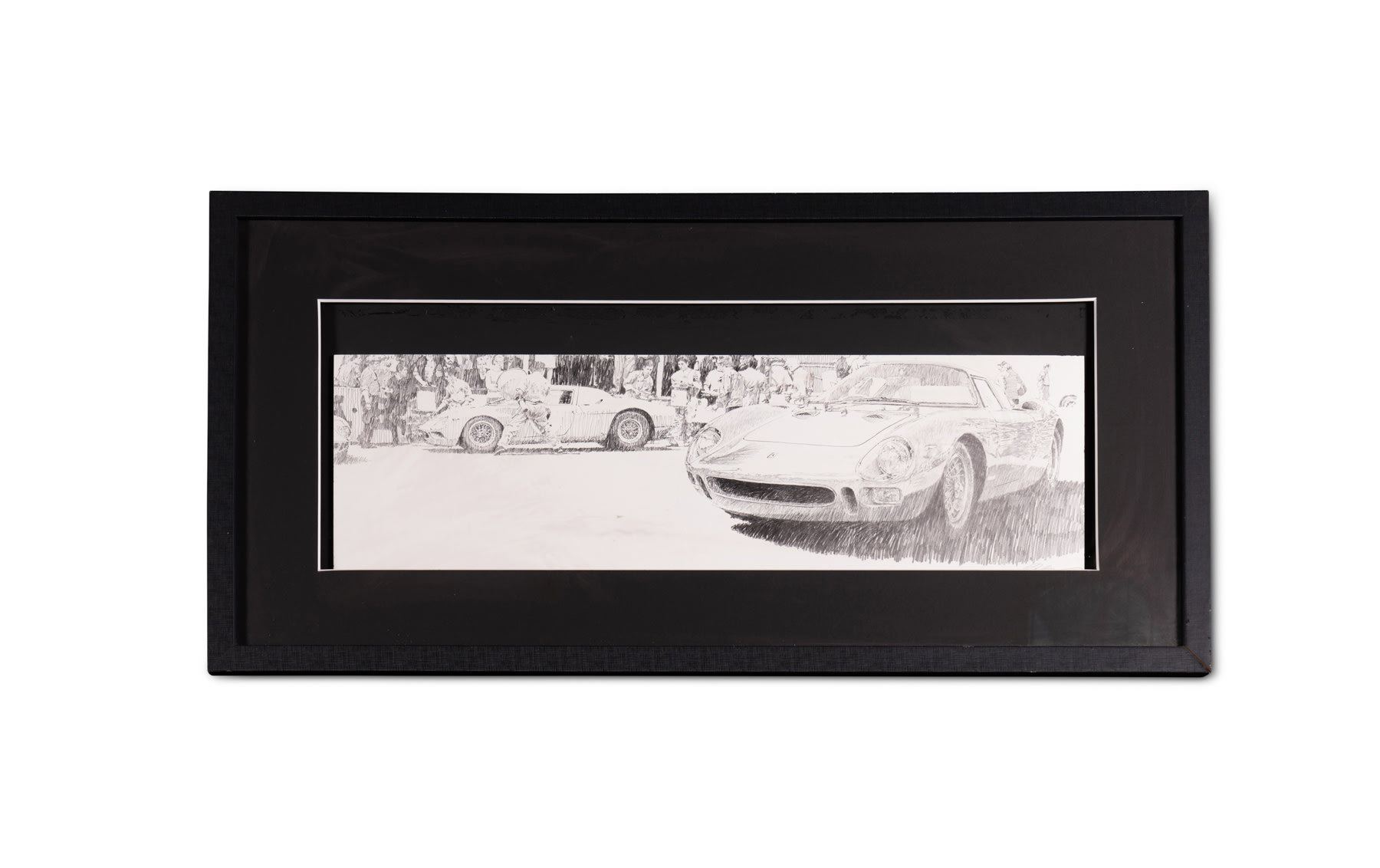 Framed Pencil Drawing of a Ferrari 250 LM