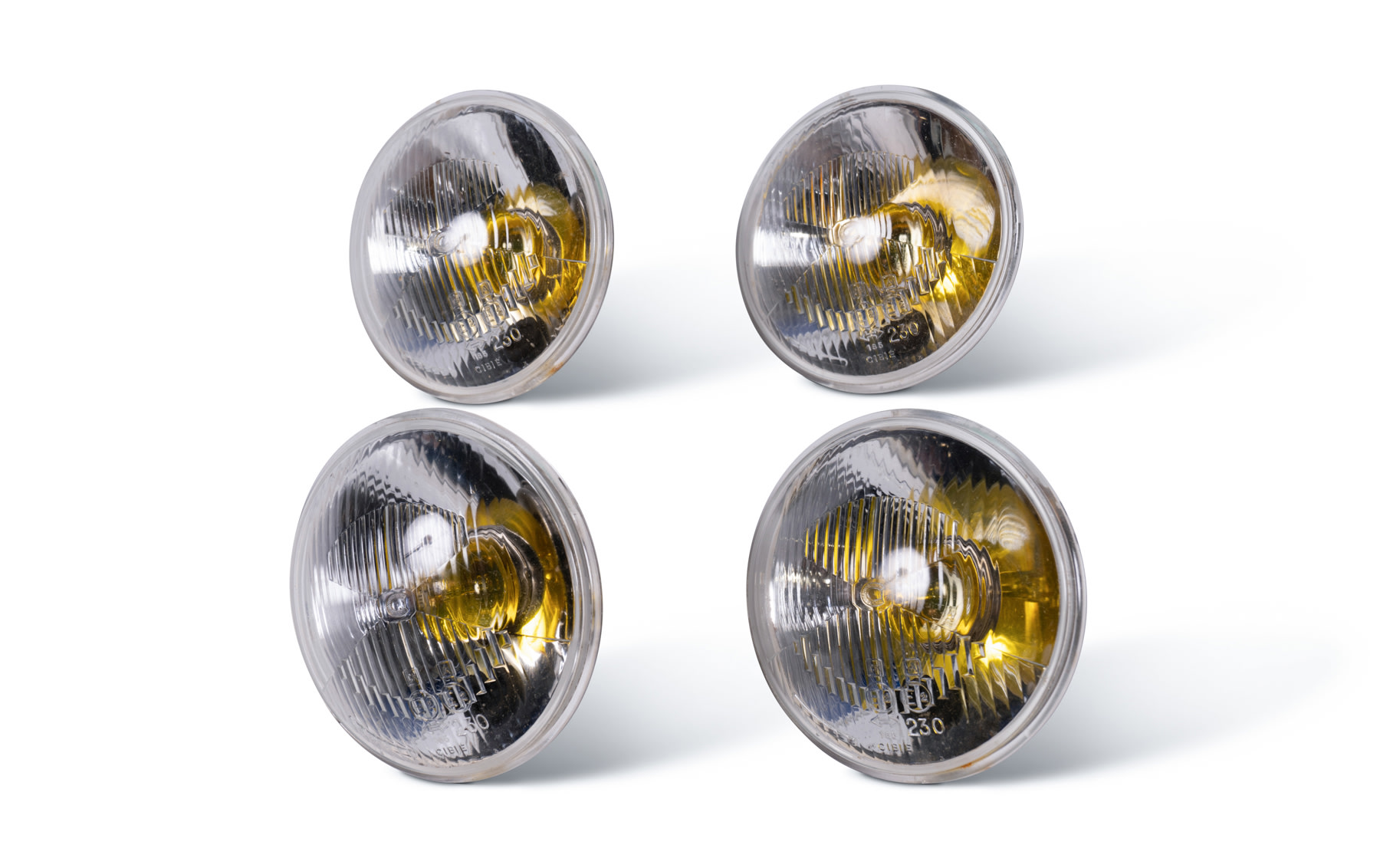 Four Cibie 230 Yellow Bulb Headlamps