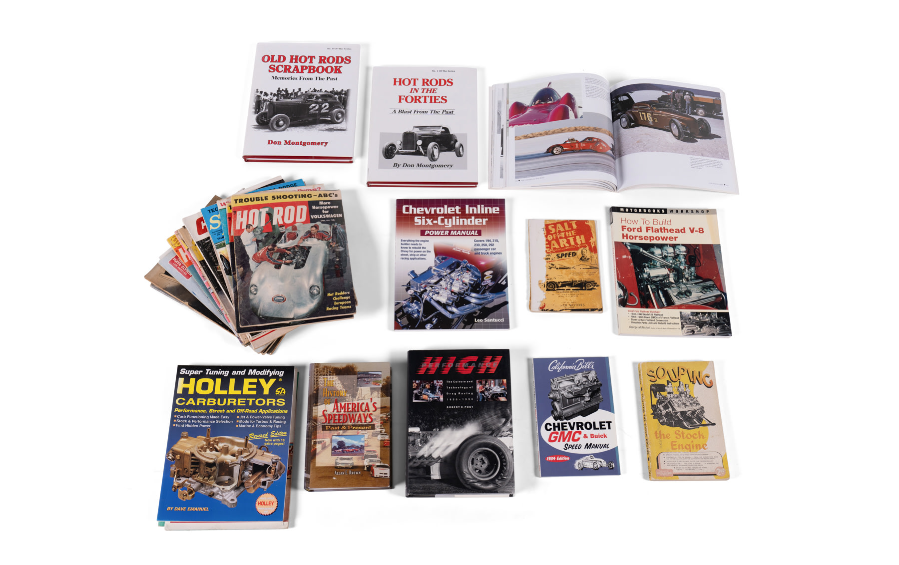 Assorted Books on Hot Rods, Drag Racing, and Dry Lakes Racing