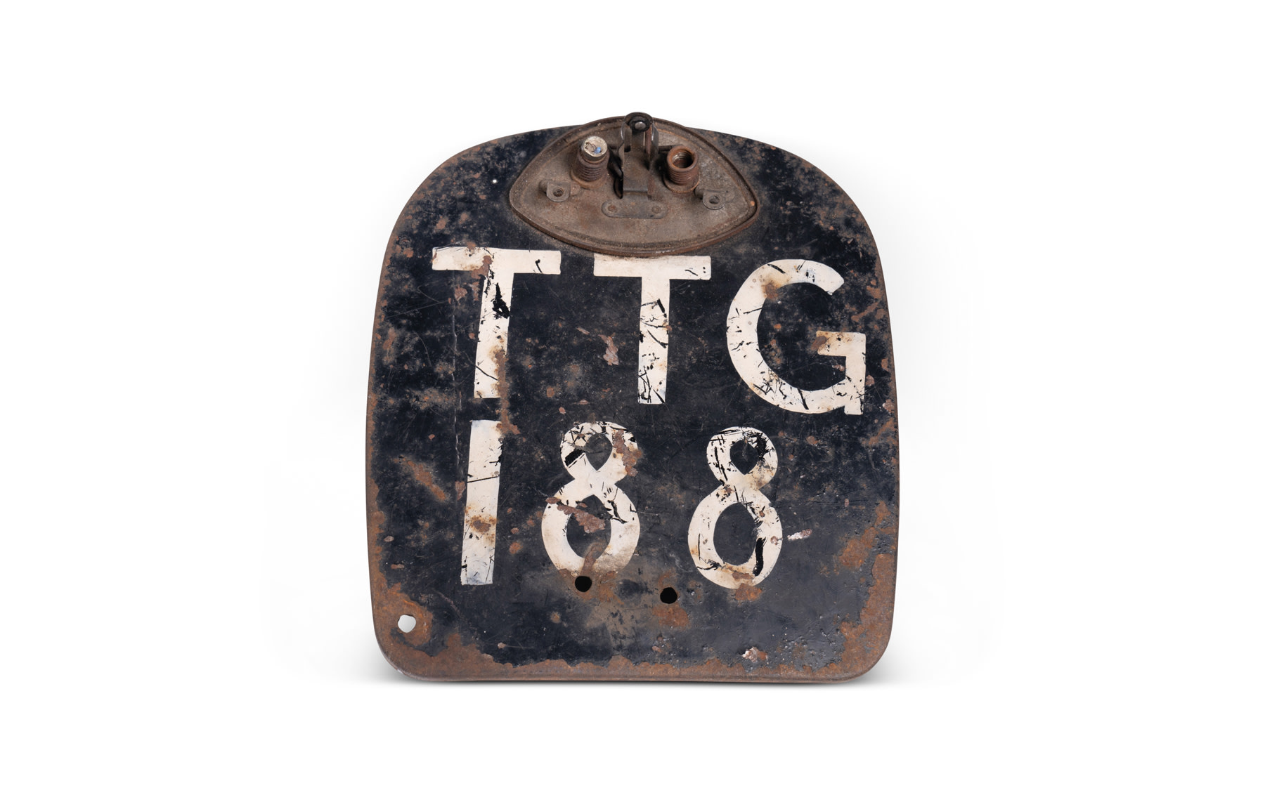 Prewar Motorcycle Rear Plate and License Plate Light Bracket