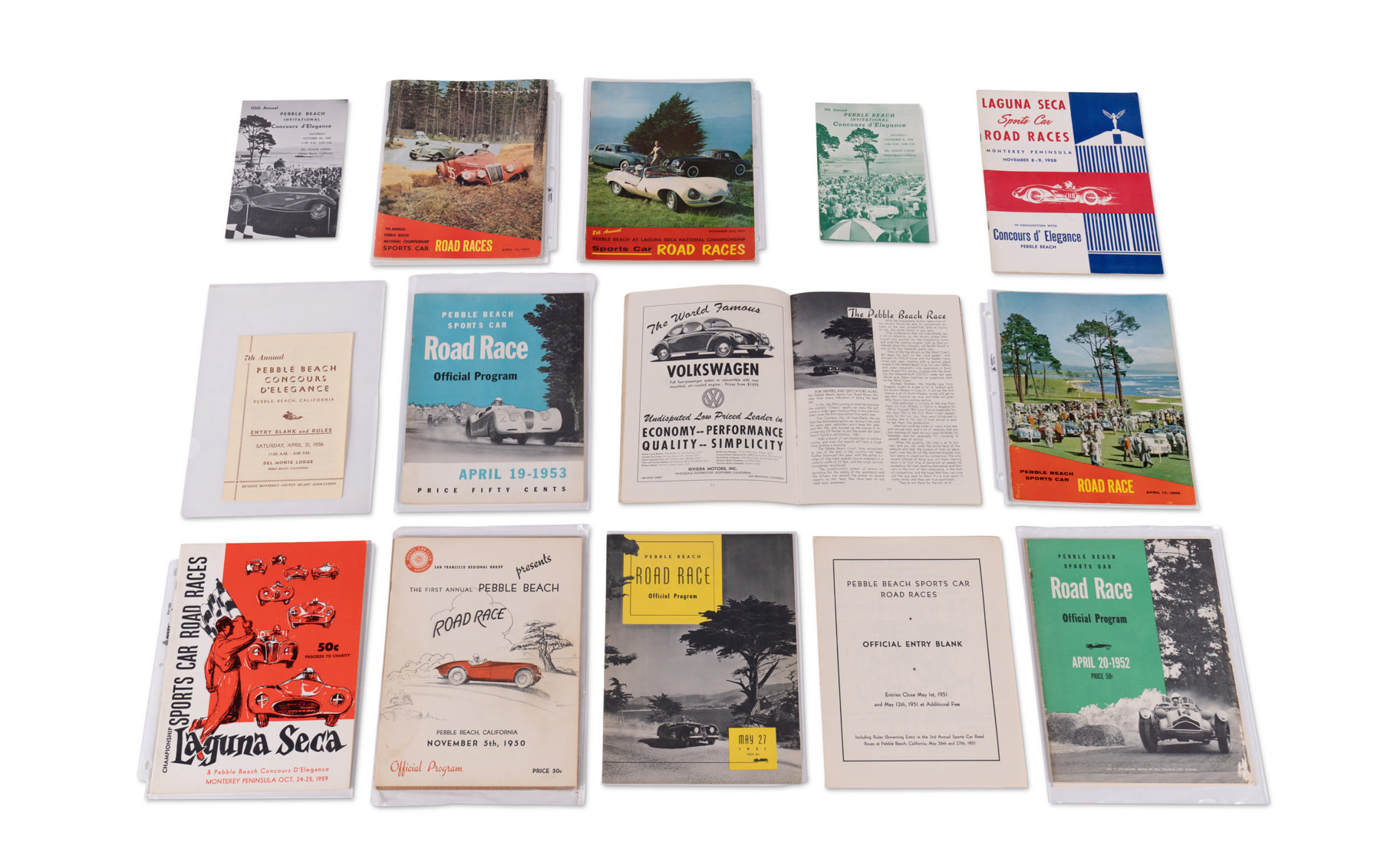 Pebble Beach Road Races and Concours d'Elegance Programs, 1950-1959