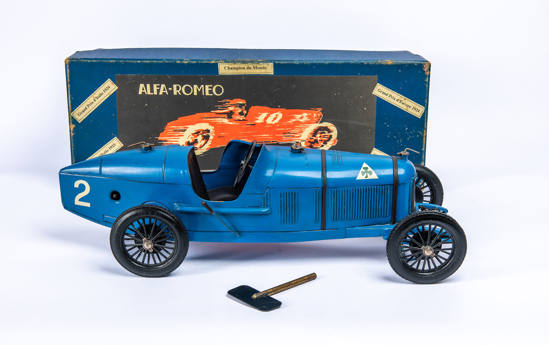 Blue Alfa Romeo P2 Tinplate Toy by CIJ, c. 1928