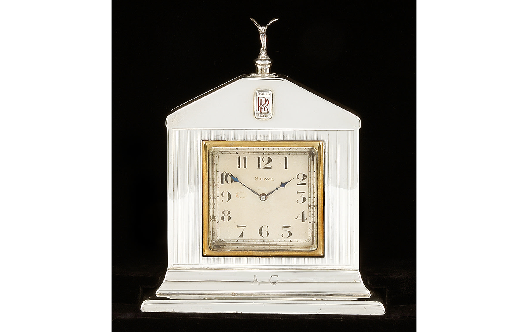 Sterling Silver Rolls-Royce Desk Clock by Saunders & Shepherd, 1927