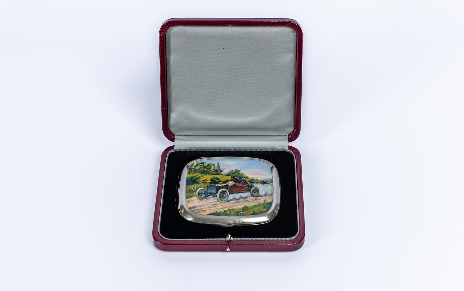 Silver Cigarette Case with Enamelled Panel, 1905