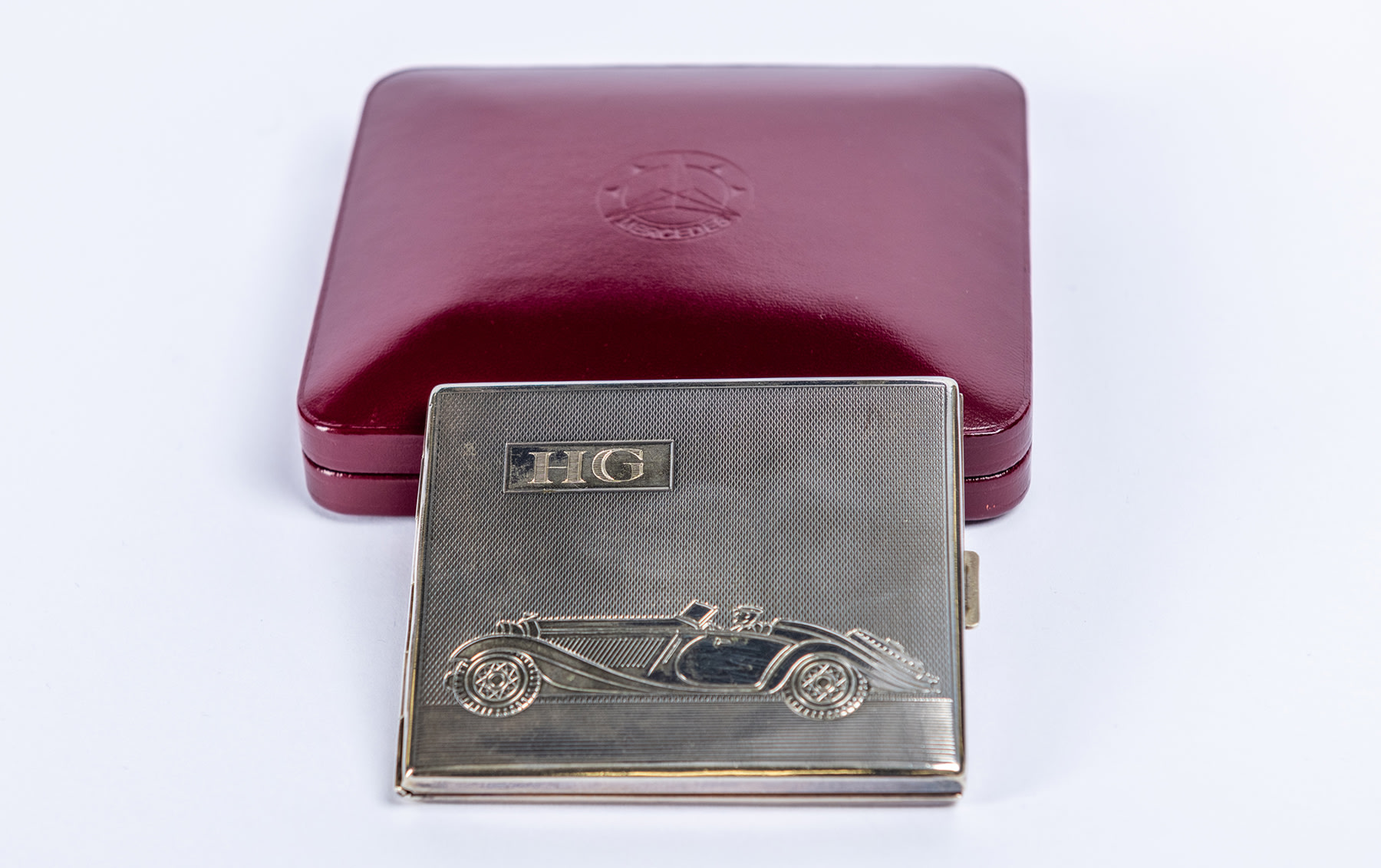 Silver Cigarette Case Depicting Mercedes-Benz 500K “Spezial Roadster,