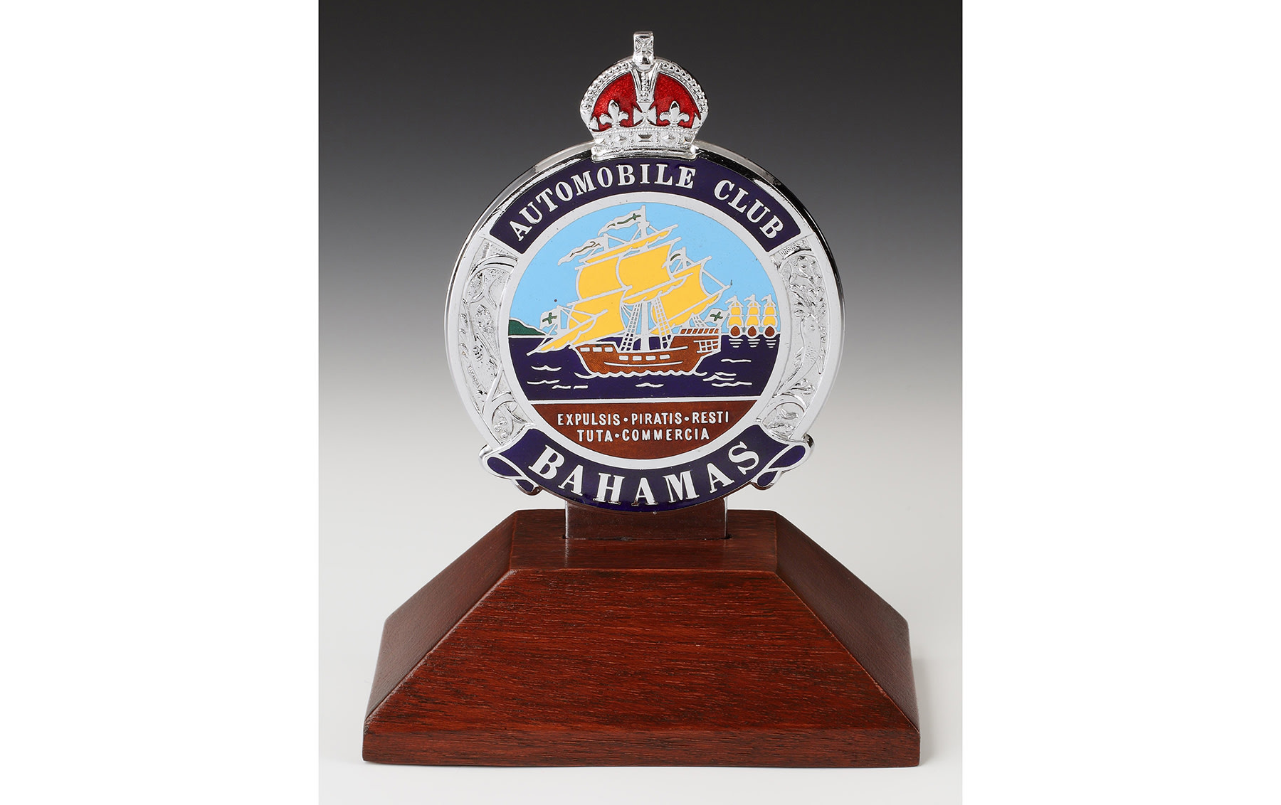 Automobile Club of the Bahamas Chrome Badge, c. 1950s