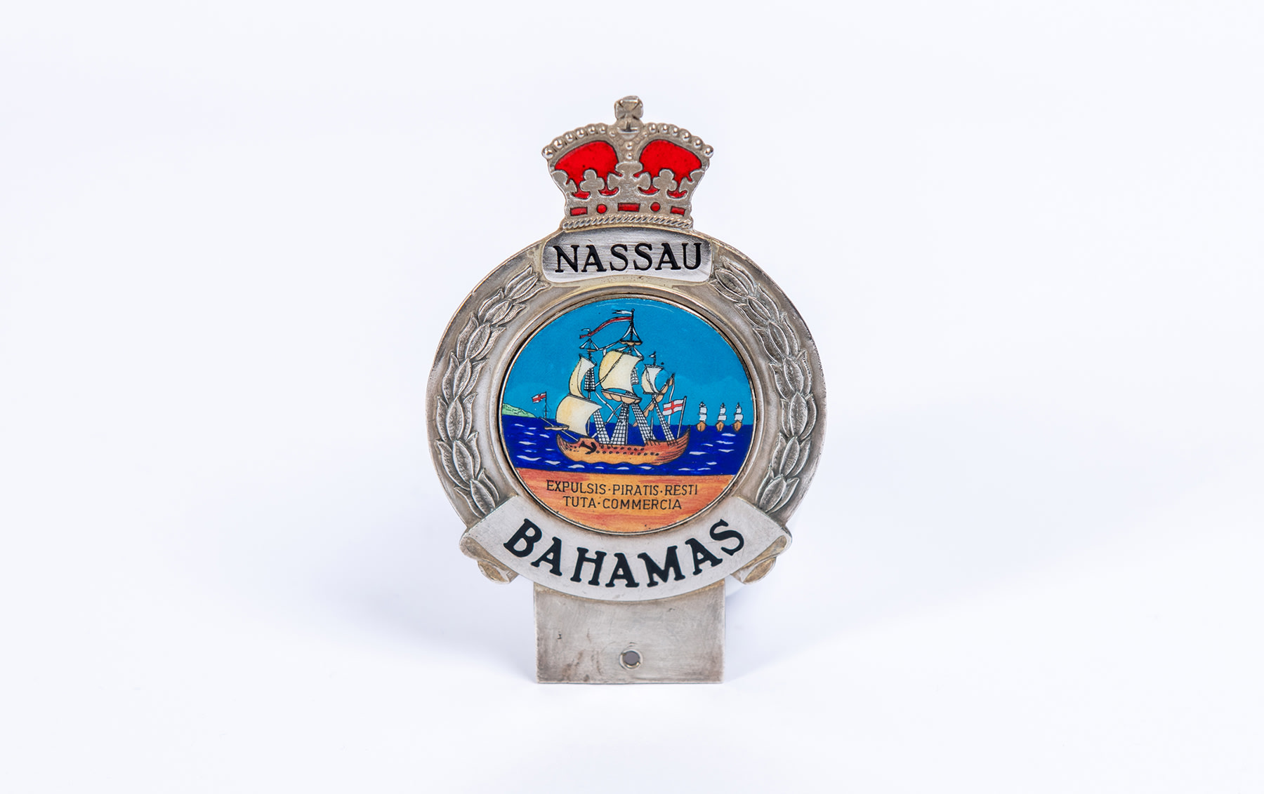 Automobile Club of the Bahamas Chrome Badge, c. 1950s