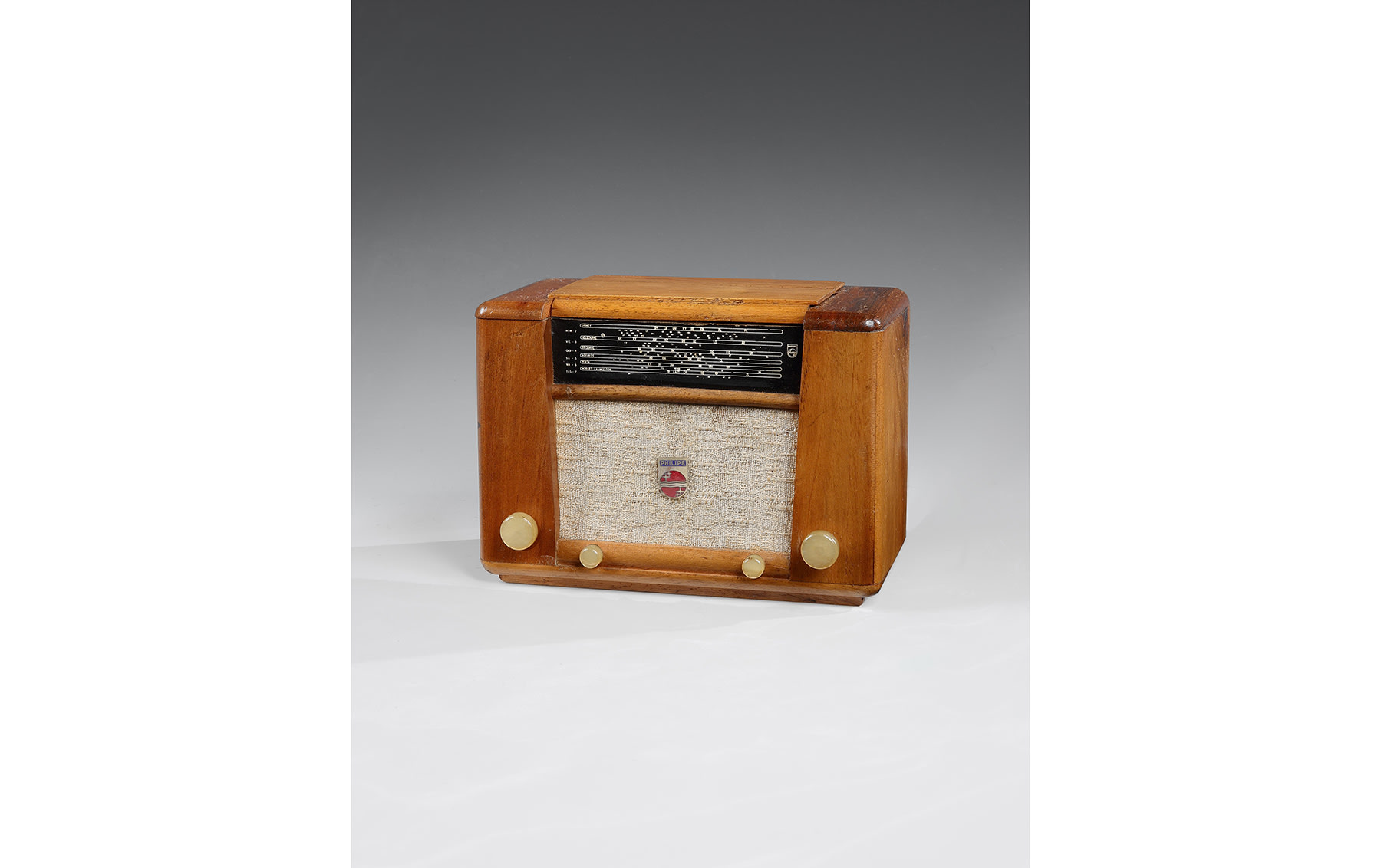 Wooden Cigarette Box in the Form of a Philips Radio, c. 1950s