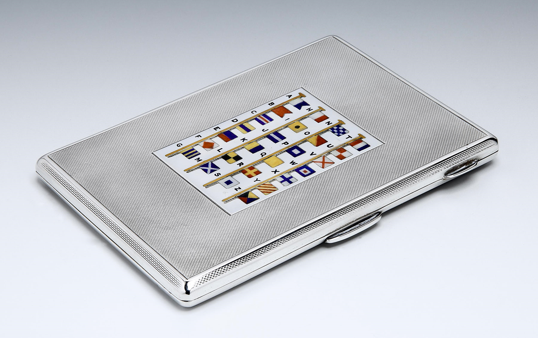 Art Deco Sterling Silver and Enamel Cigarette Case, 1937