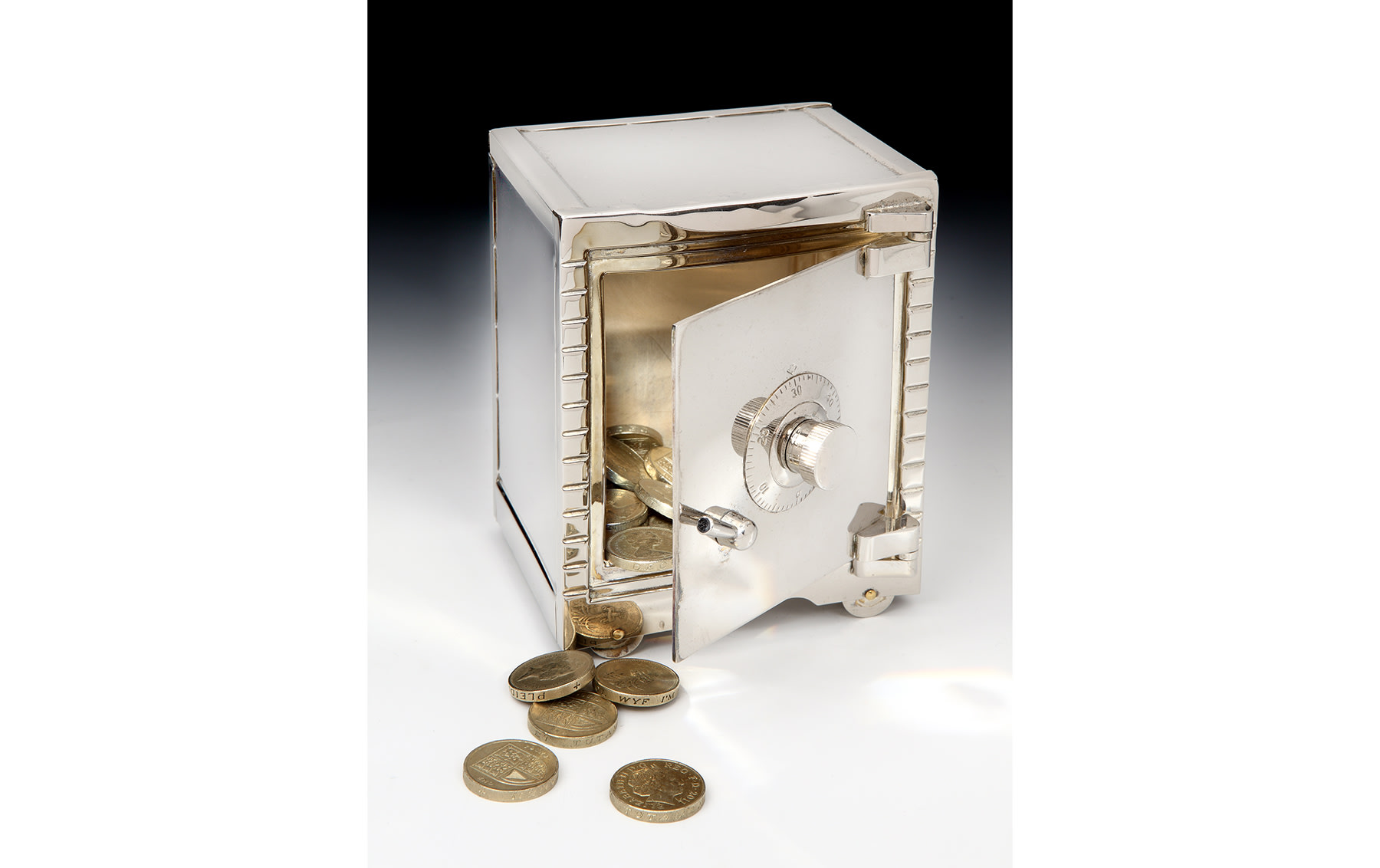 Chrome-Plated Novelty Box in the Form of a Safe